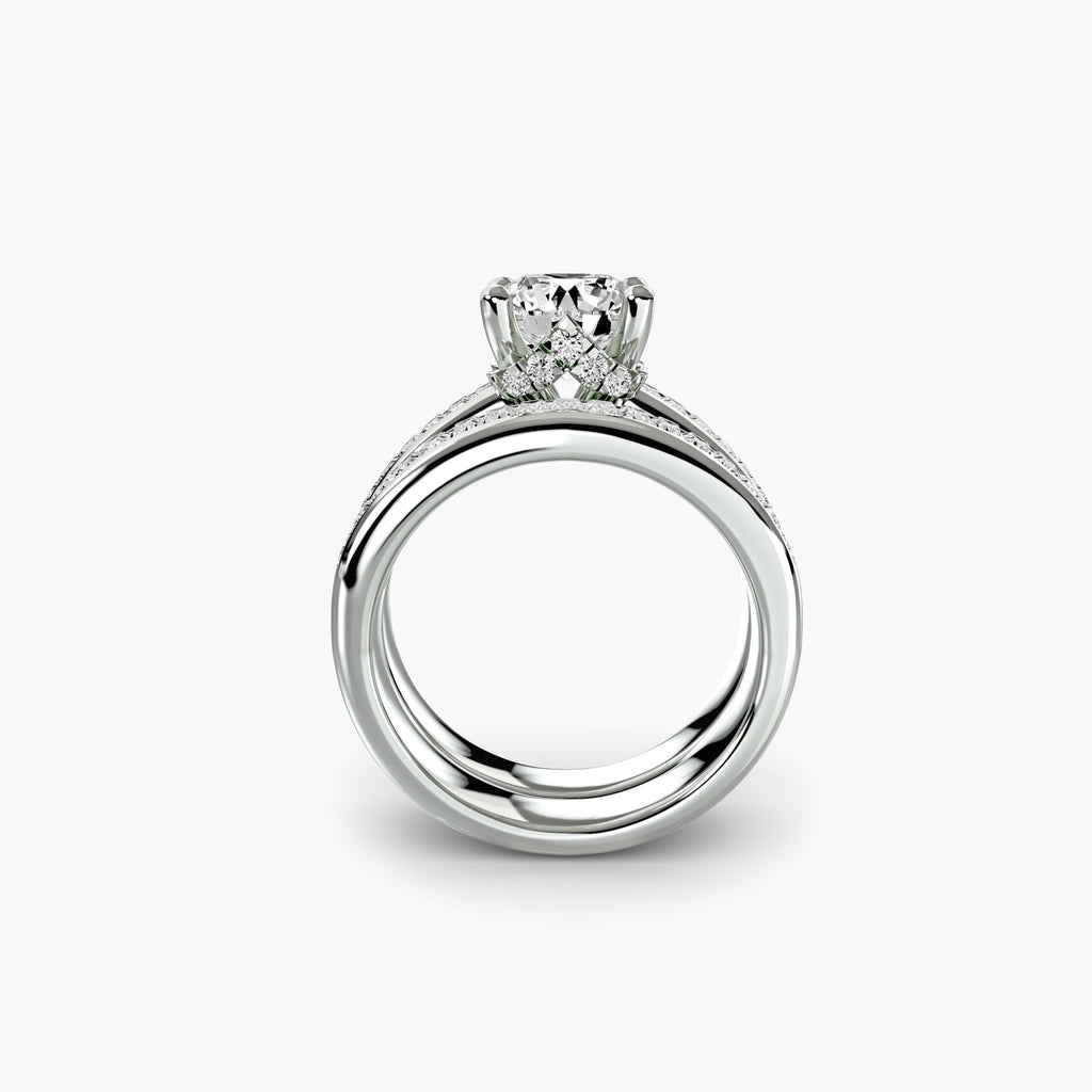 Anello solitario con baguette a binario — montatura