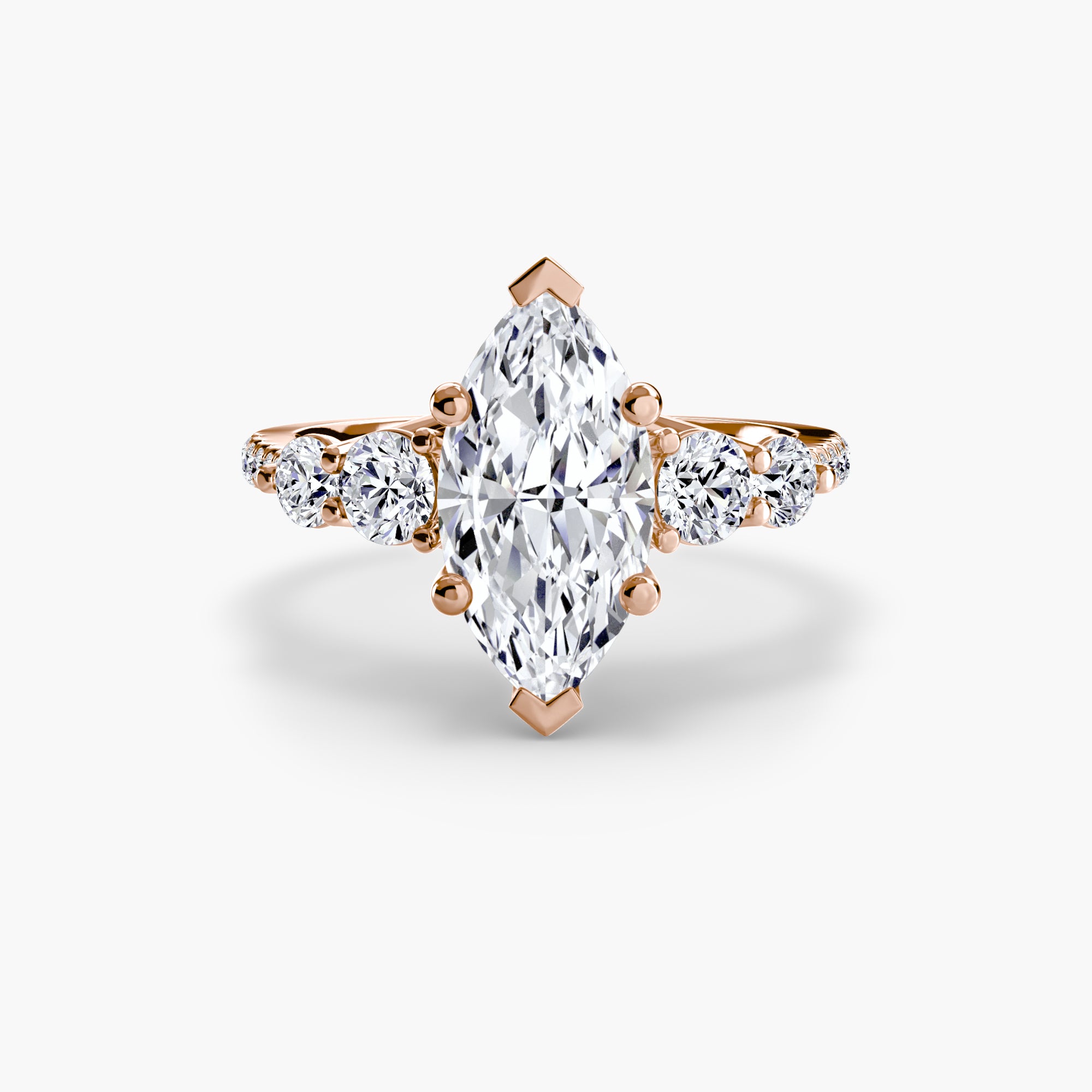 Anello cinque pietre con pavé — montatura