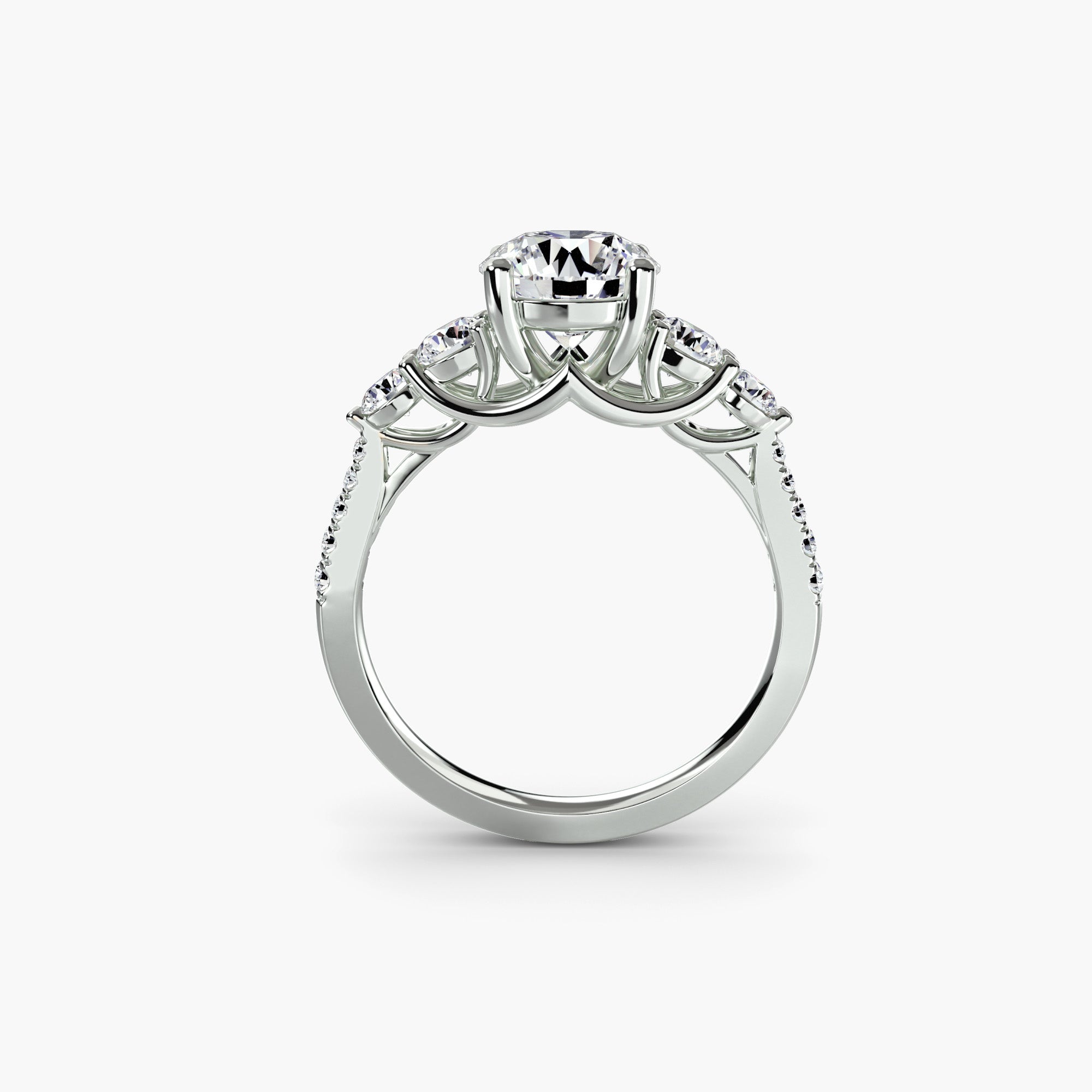Anello cinque pietre con pavé — montatura