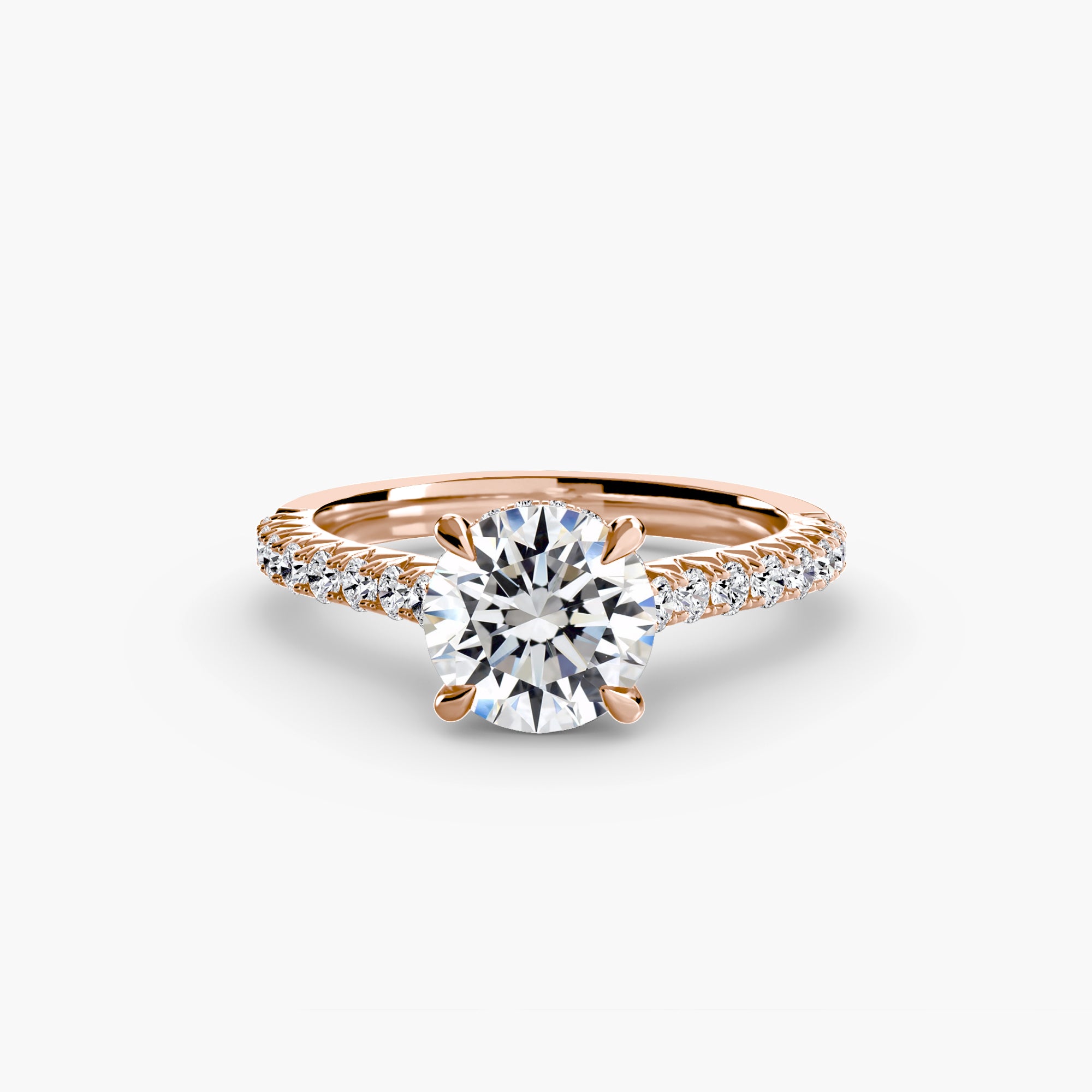 Anello solitario con pavé luminoso — montatura, 2,4 mm