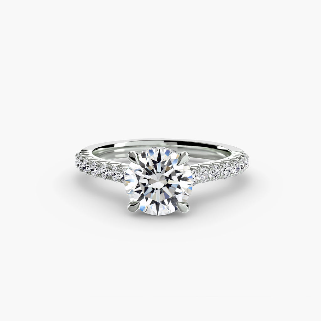 Anello solitario con pavé luminoso — montatura, 2,4 mm
