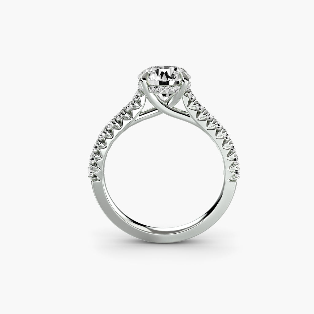 Anello solitario con pavé luminoso — montatura, 2,4 mm