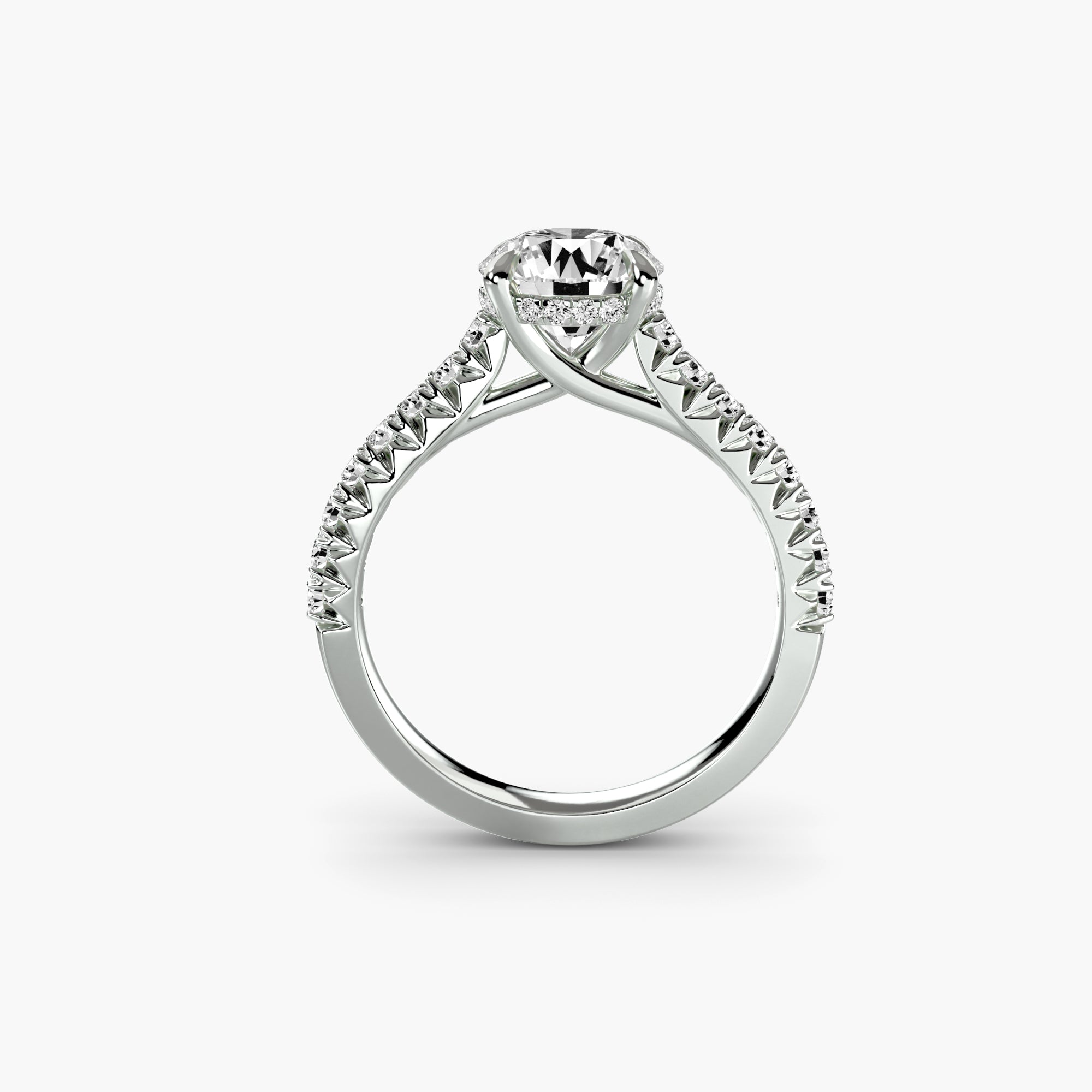 Anello solitario con pavé luminoso — montatura, 2,4 mm