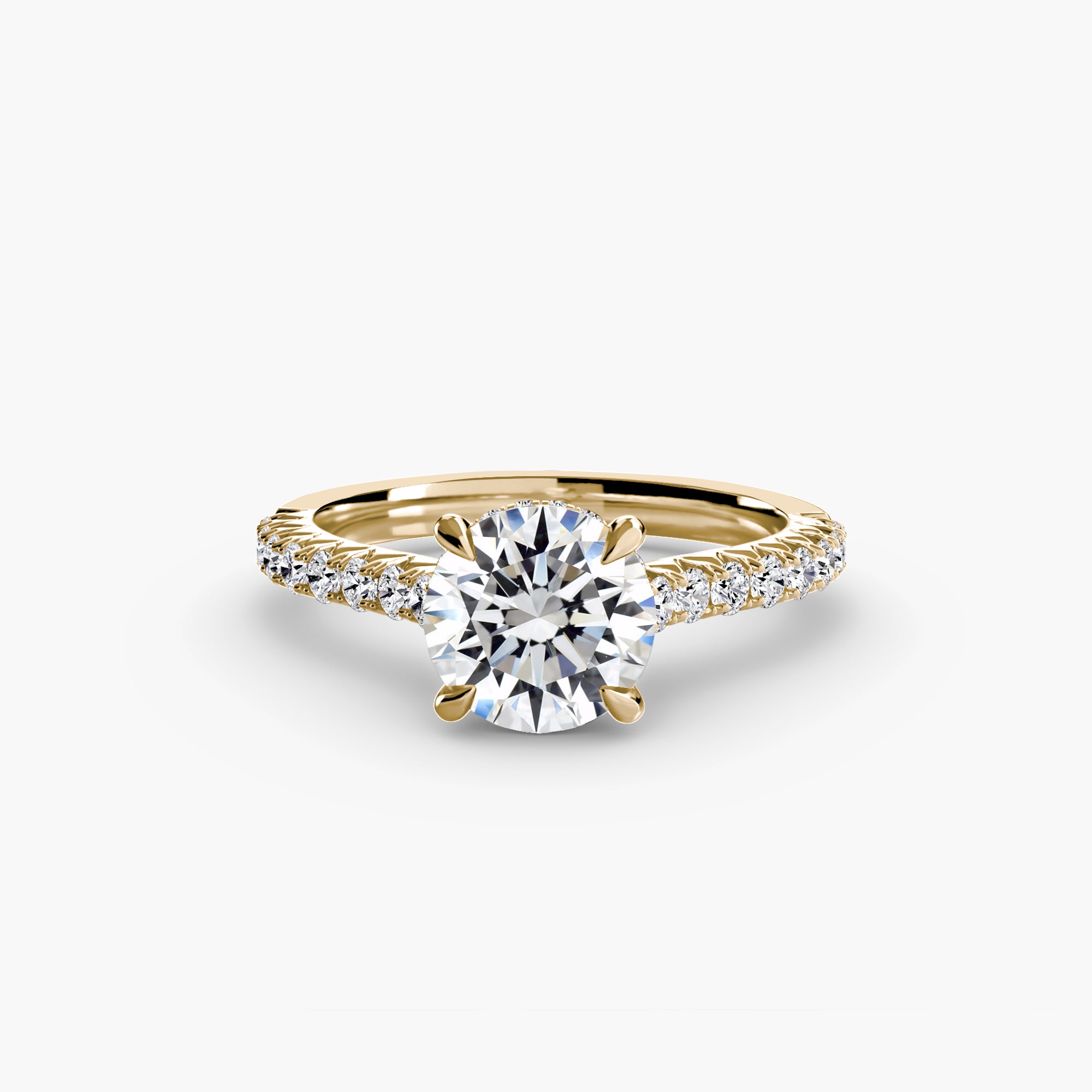 Anello solitario con pavé luminoso — montatura, 2,4 mm