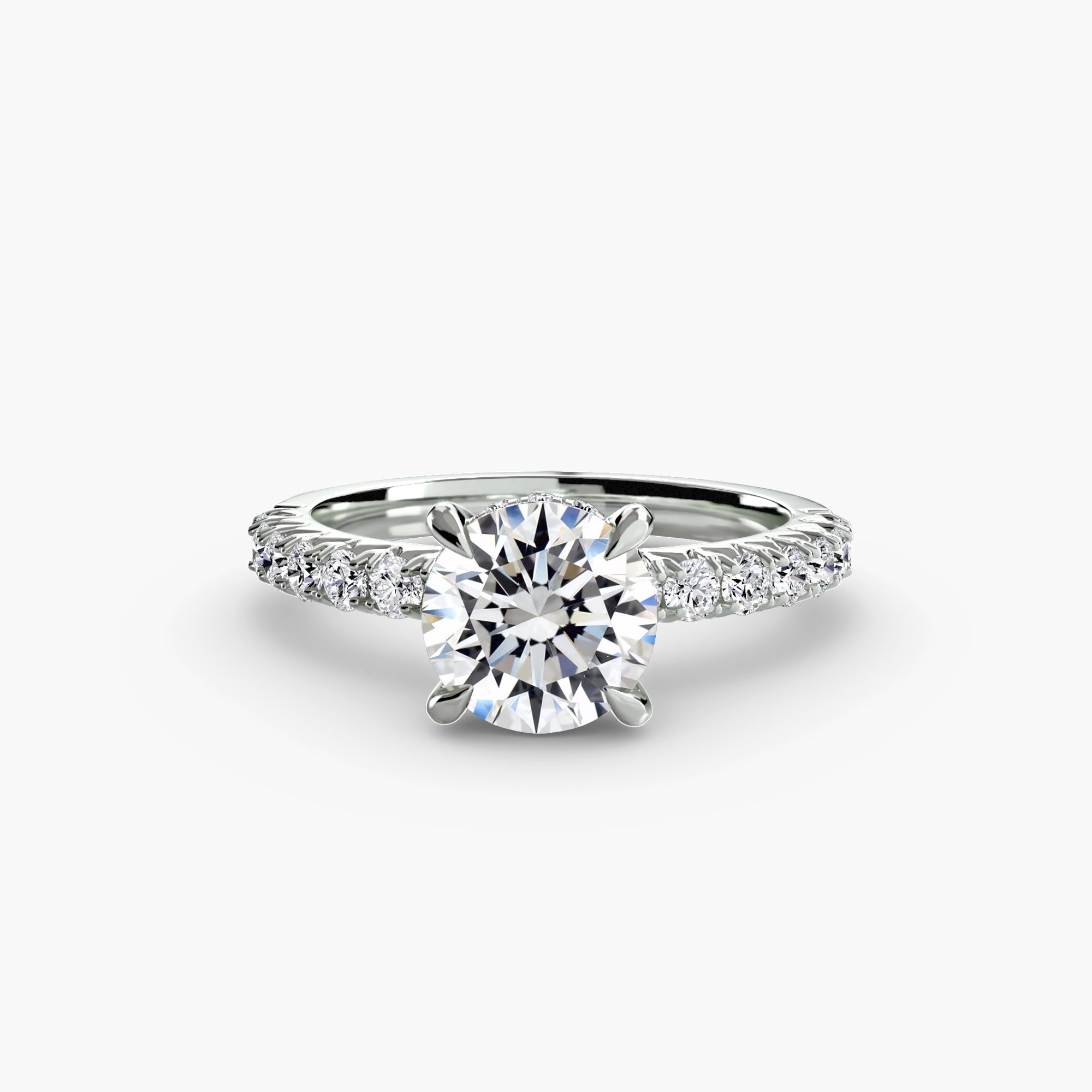 Anello solitario con pavé classico — montatura, 2,3 mm