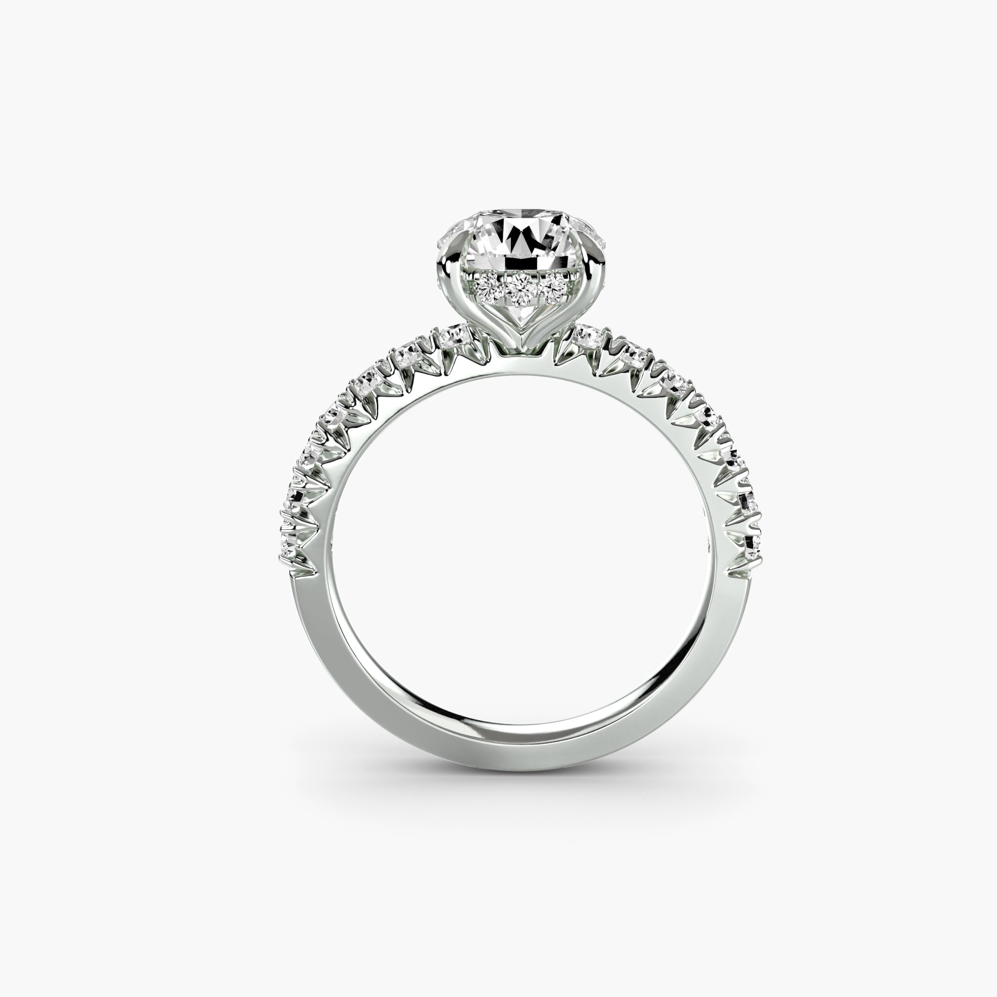 Anello solitario con pavé classico — montatura, 2,3 mm