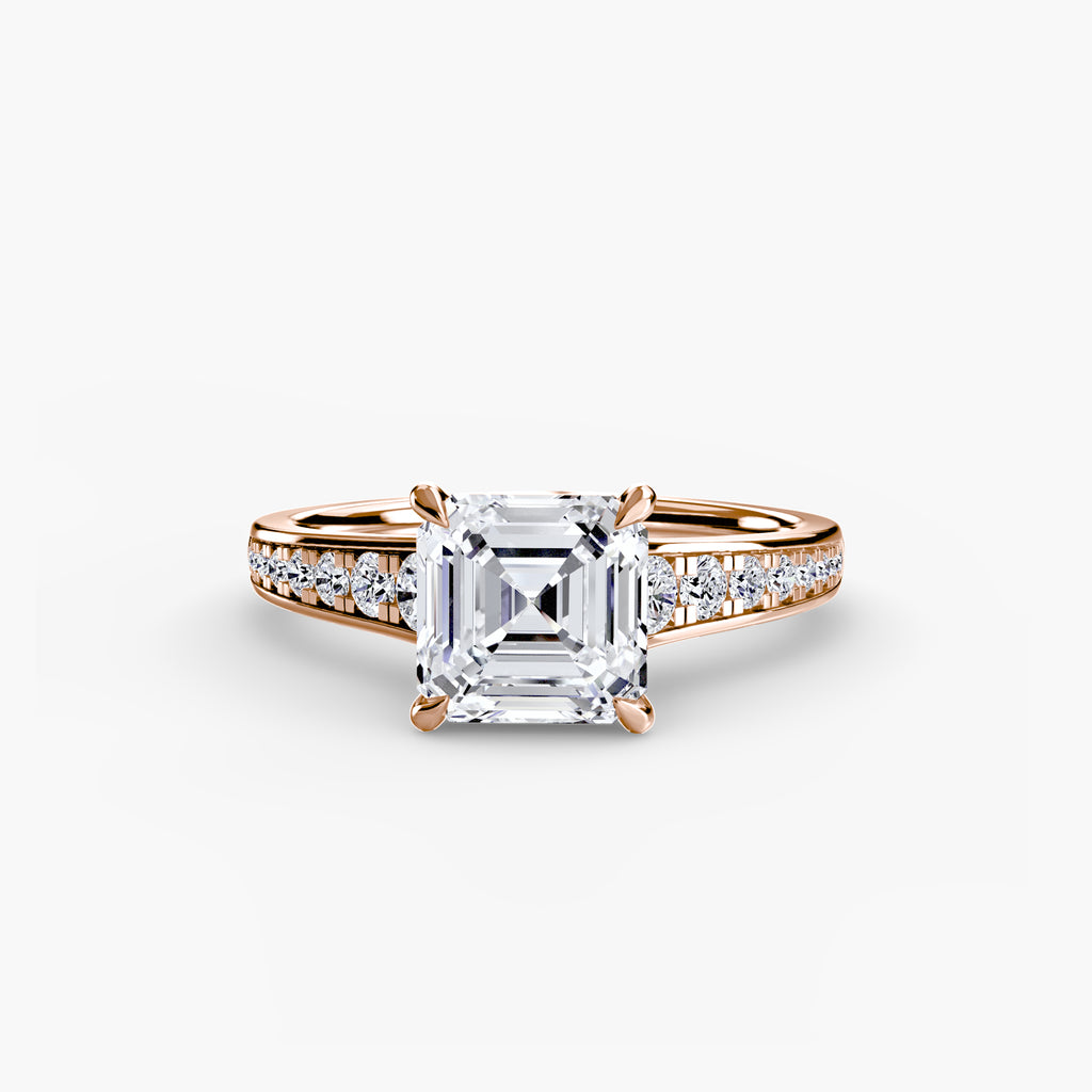 Anello solitario con pavé continuo — montatura, 2,4 mm