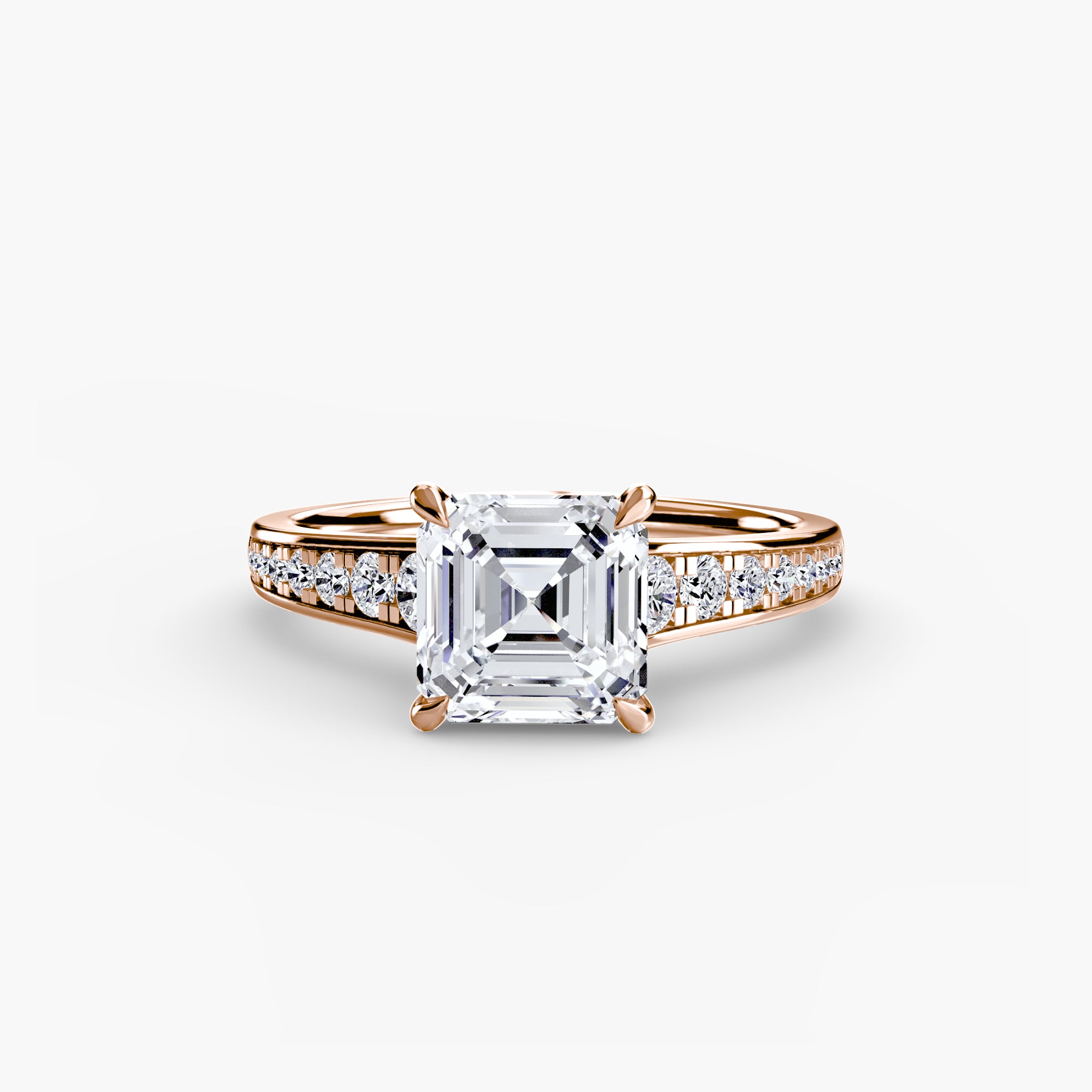 Anello solitario con pavé continuo — montatura, 2,4 mm
