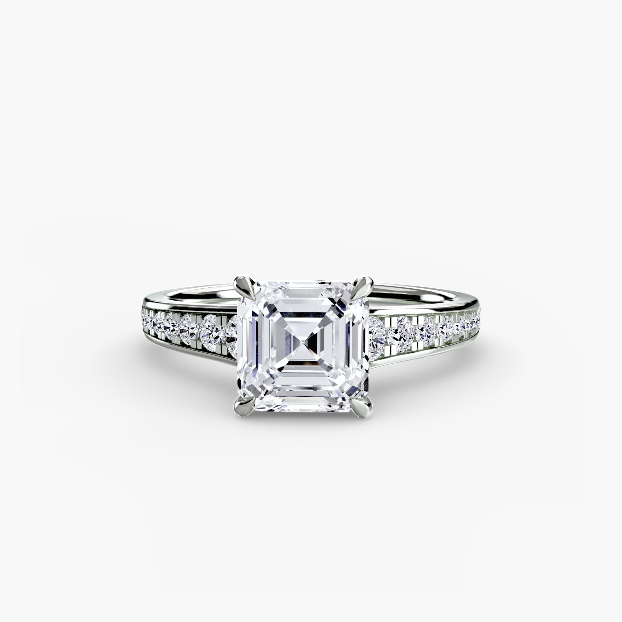 Anello solitario con pavé continuo — montatura, 2,4 mm