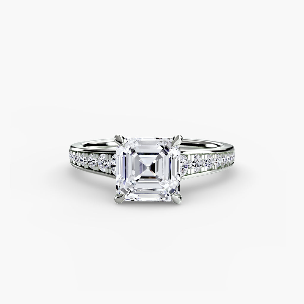 Anello solitario con pavé continuo — montatura, 2,4 mm