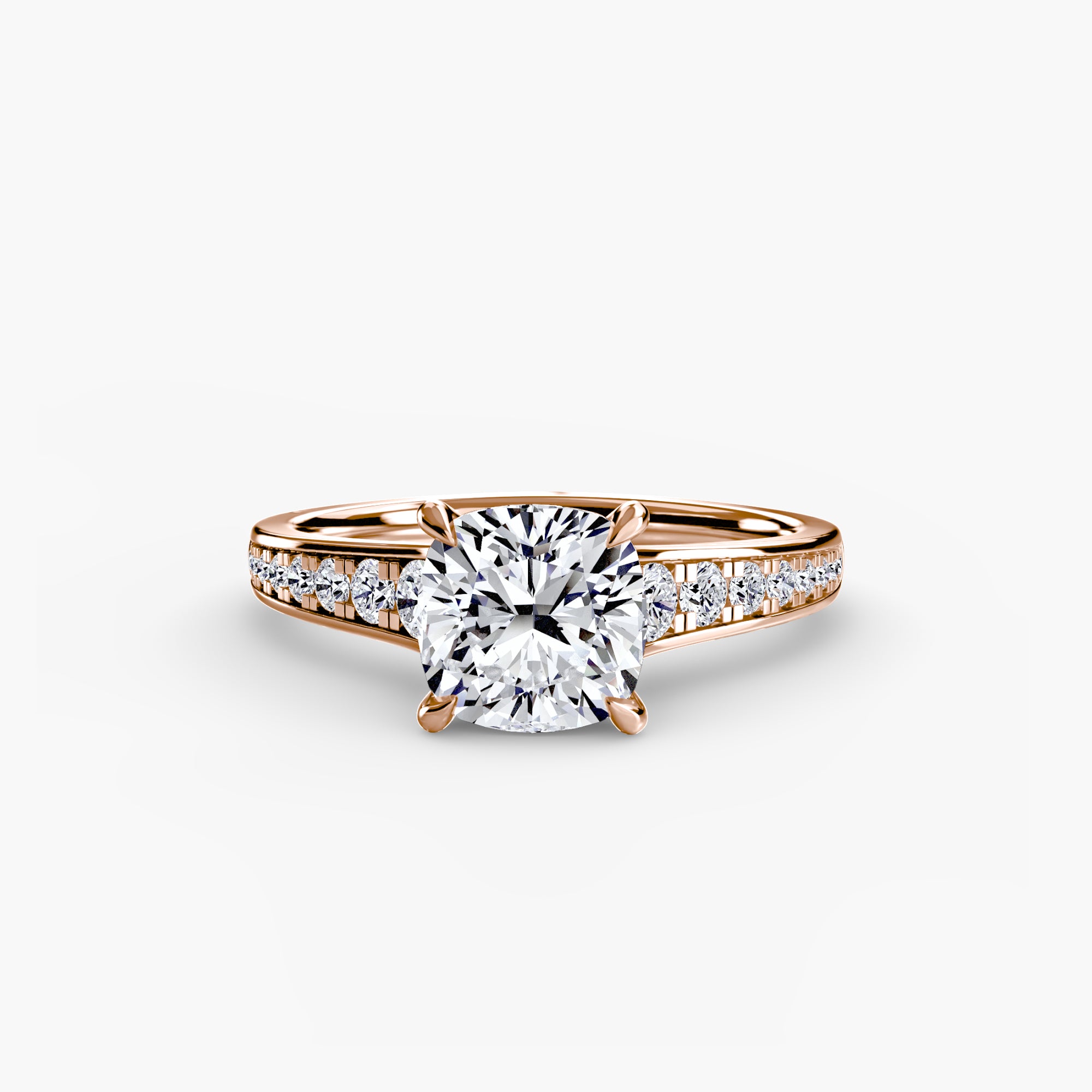 Anello solitario con pavé continuo — montatura, 2,4 mm