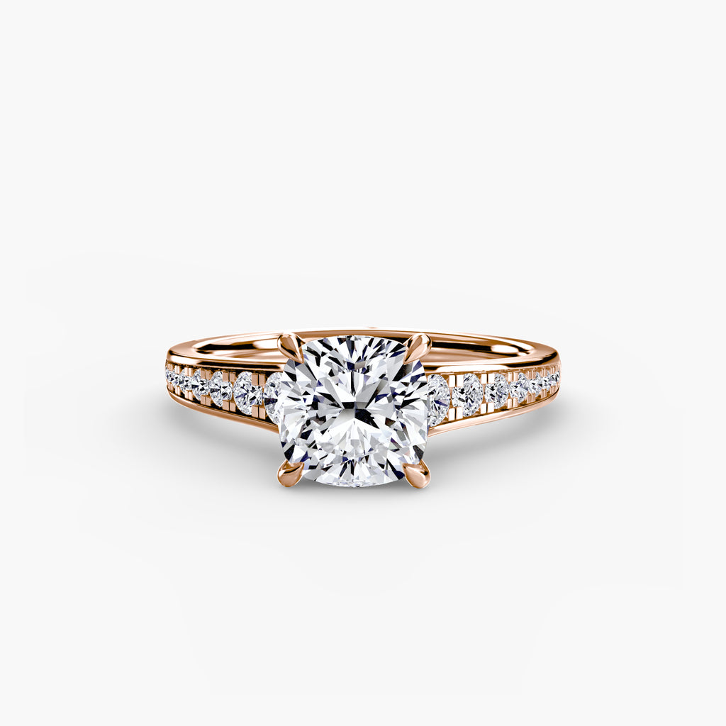 Anello solitario con pavé continuo — montatura, 2,4 mm