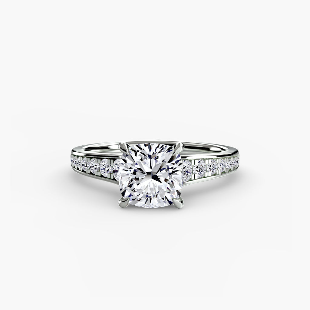 Anello solitario con pavé continuo — montatura, 2,4 mm