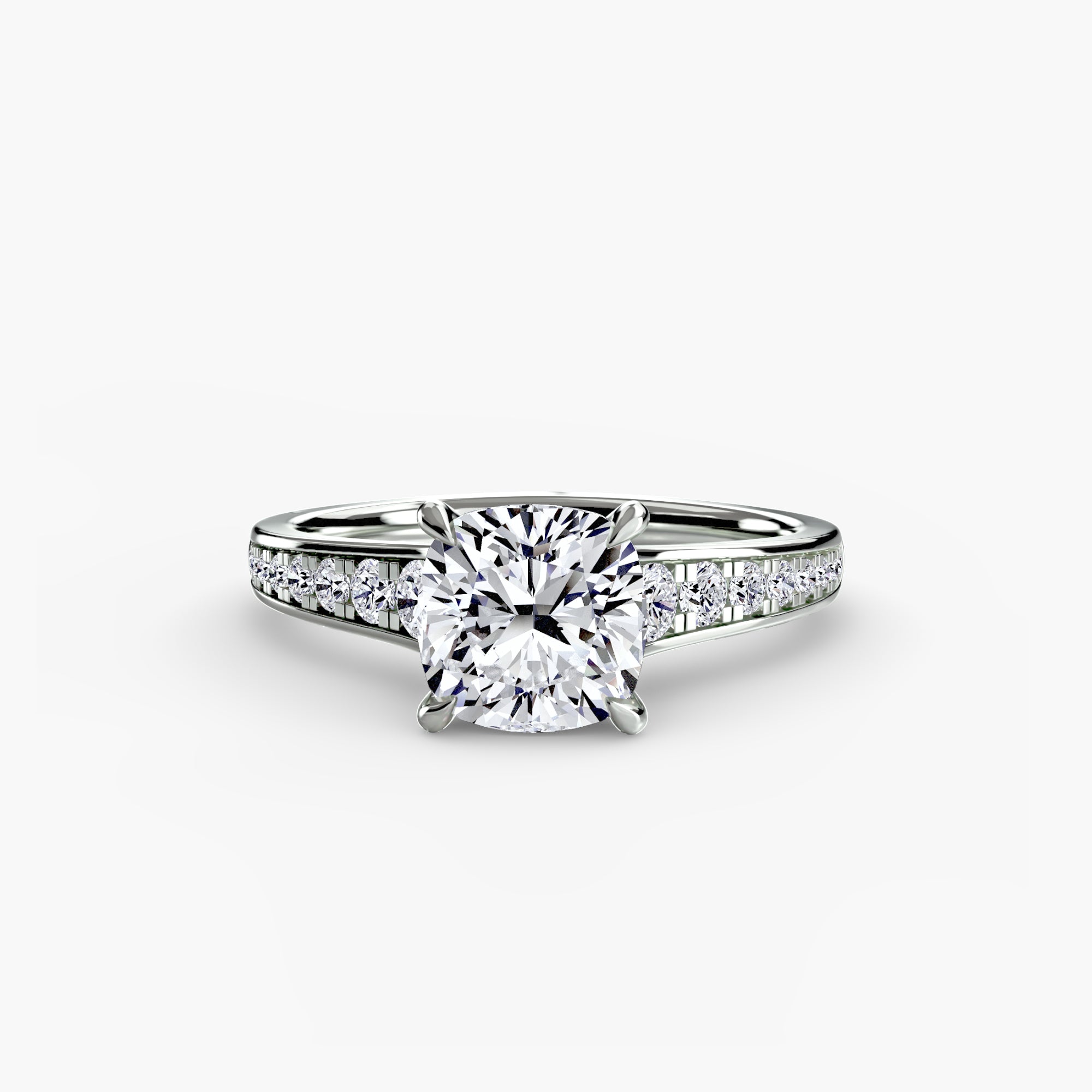 Anello solitario con pavé continuo — montatura, 2,4 mm