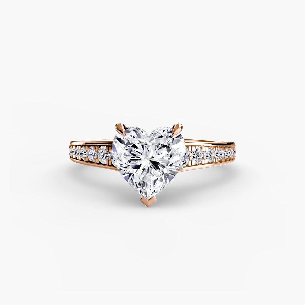Anello solitario con pavé continuo — montatura, 2,4 mm