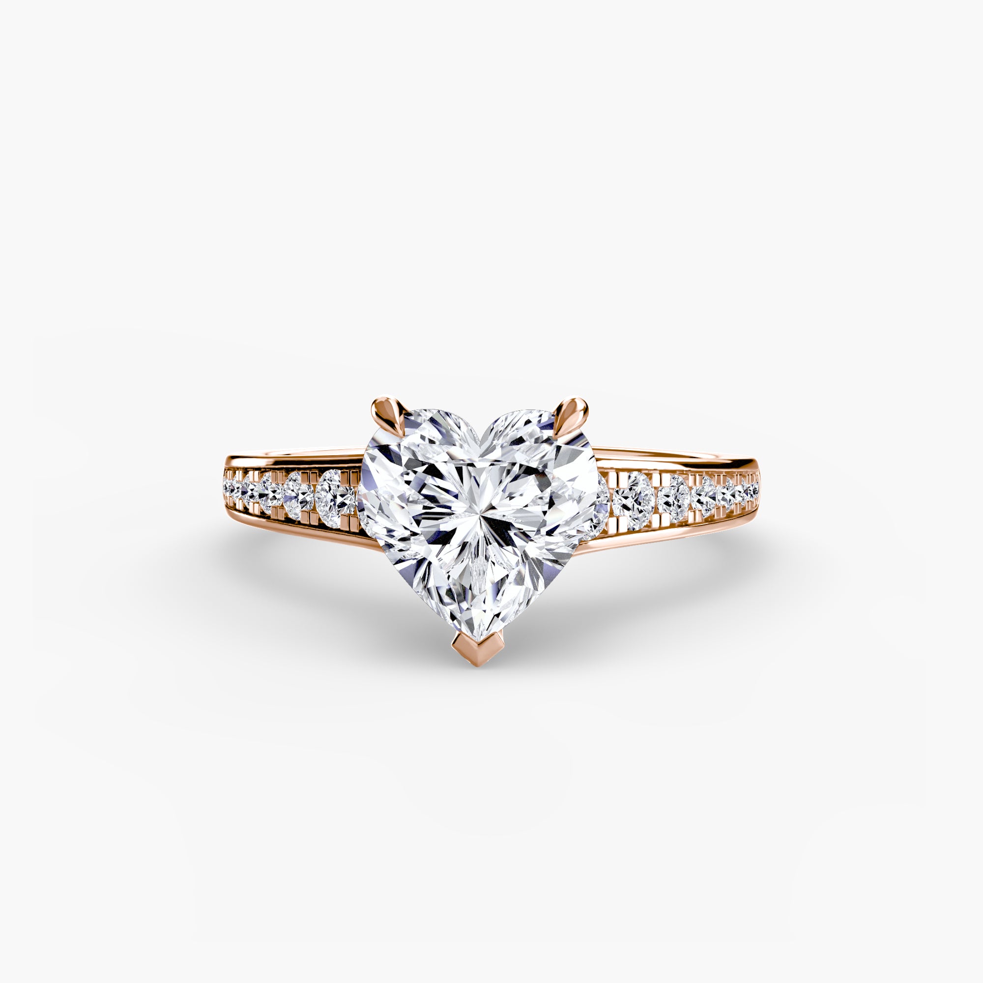 Anello solitario con pavé continuo — montatura, 2,4 mm