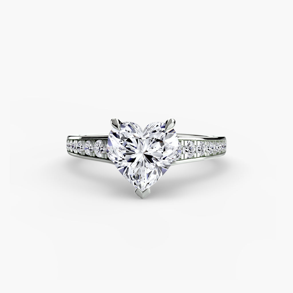Anello solitario con pavé continuo — montatura, 2,4 mm