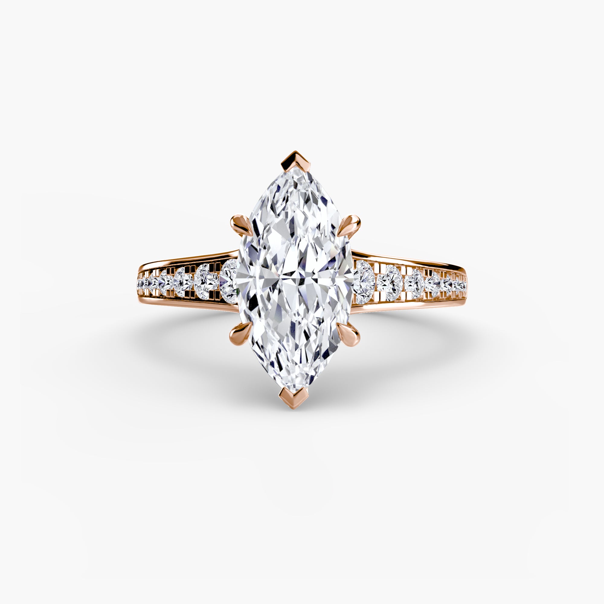 Anello solitario con pavé continuo — montatura, 2,4 mm
