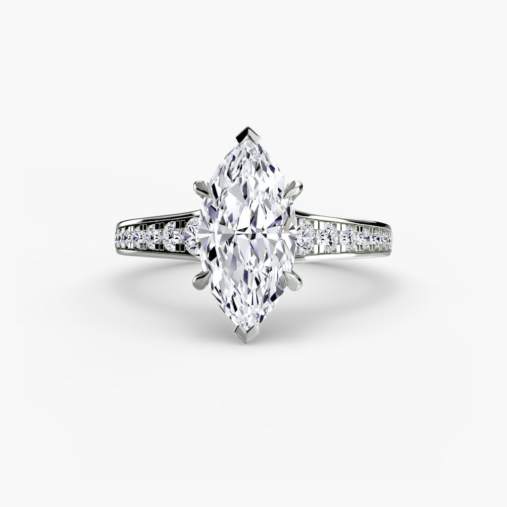 Anello solitario con pavé continuo — montatura, 2,4 mm