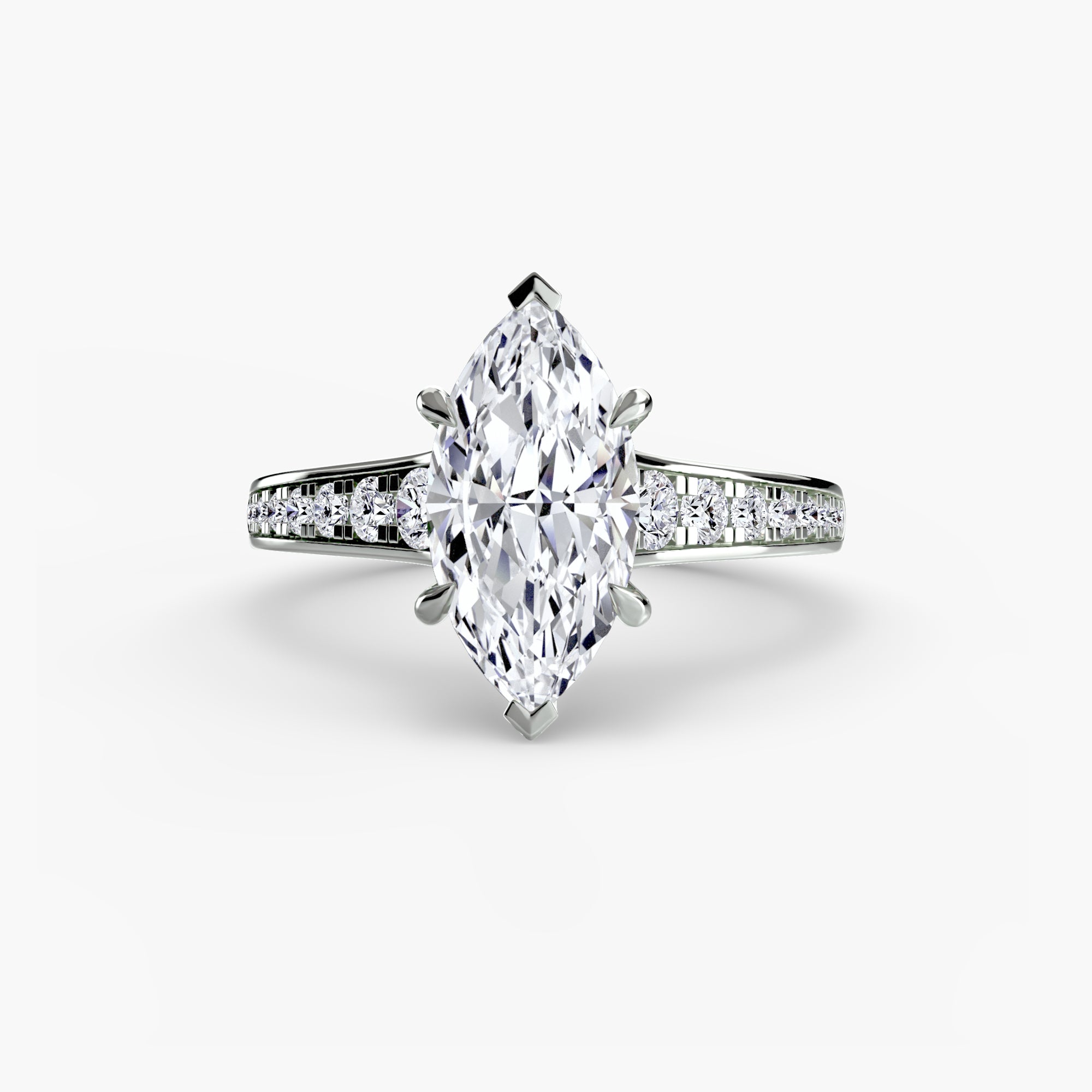 Anello solitario con pavé continuo — montatura, 2,4 mm