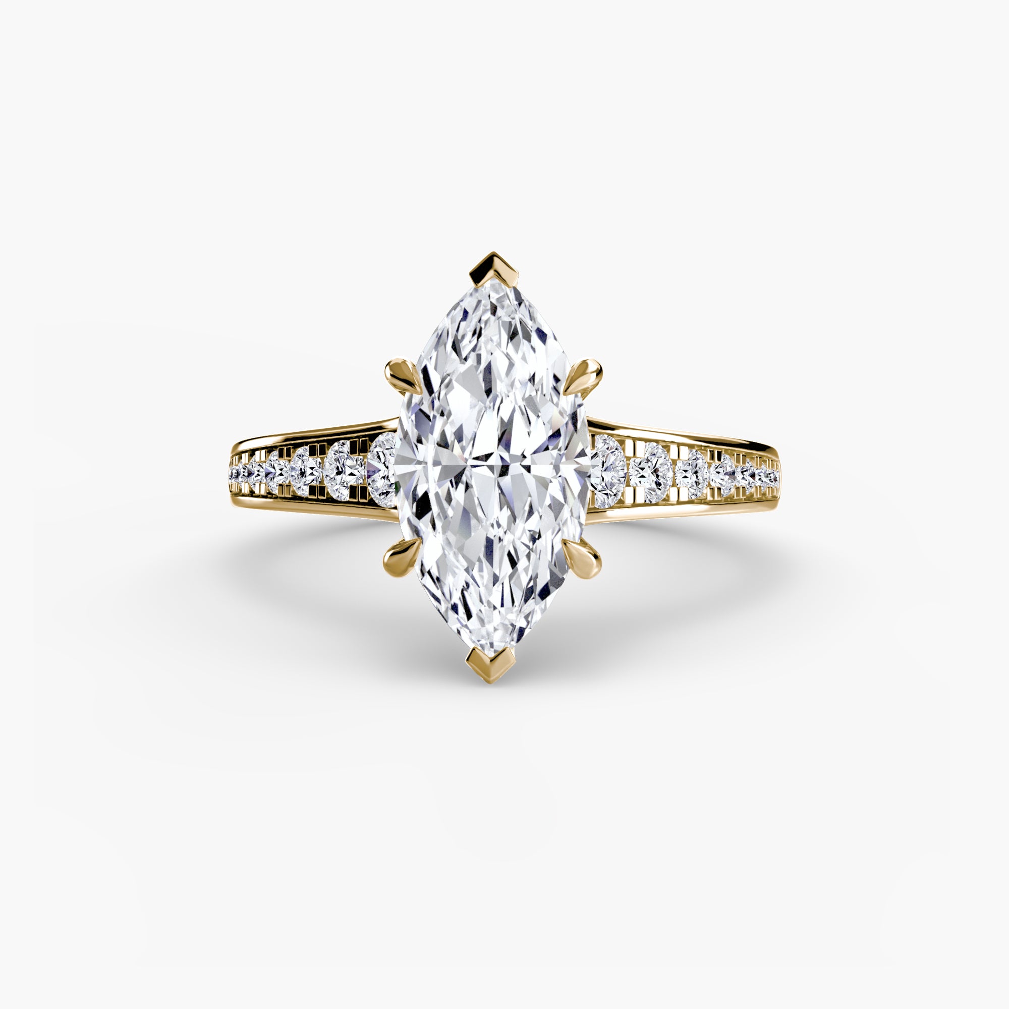 Anello solitario con pavé continuo — montatura, 2,4 mm