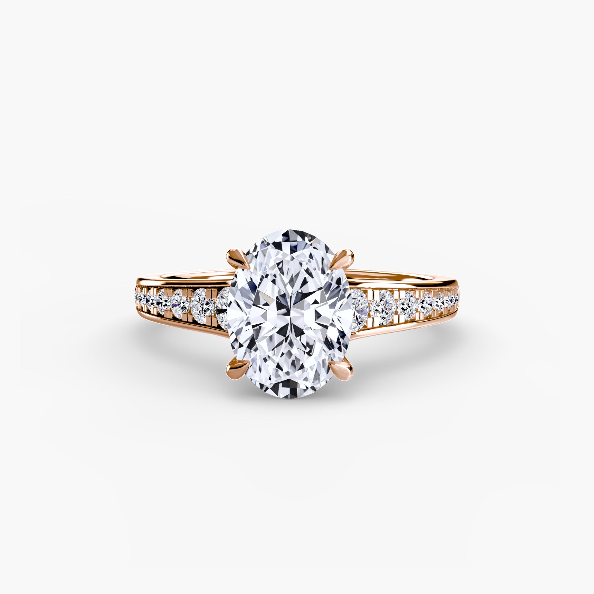 Anello solitario con pavé continuo — montatura, 2,4 mm