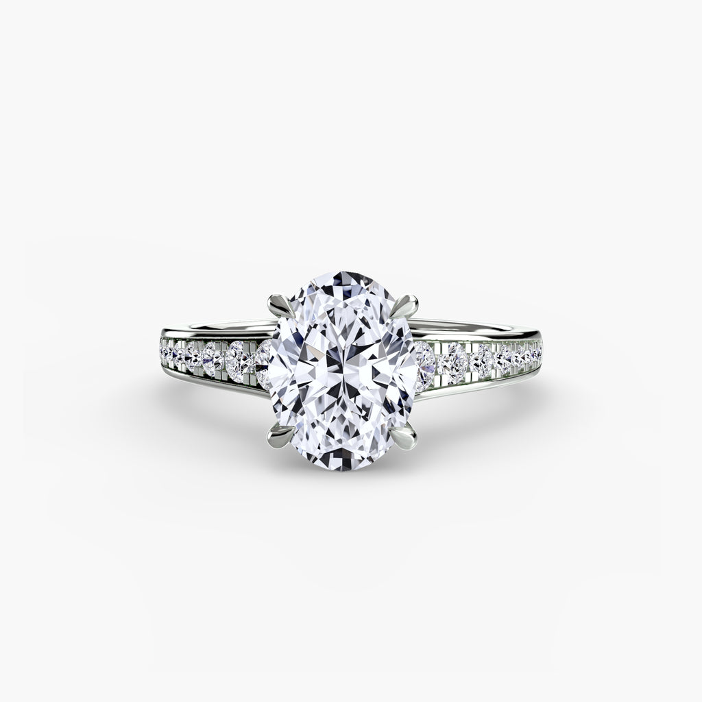 Anello solitario con pavé continuo — montatura, 2,4 mm