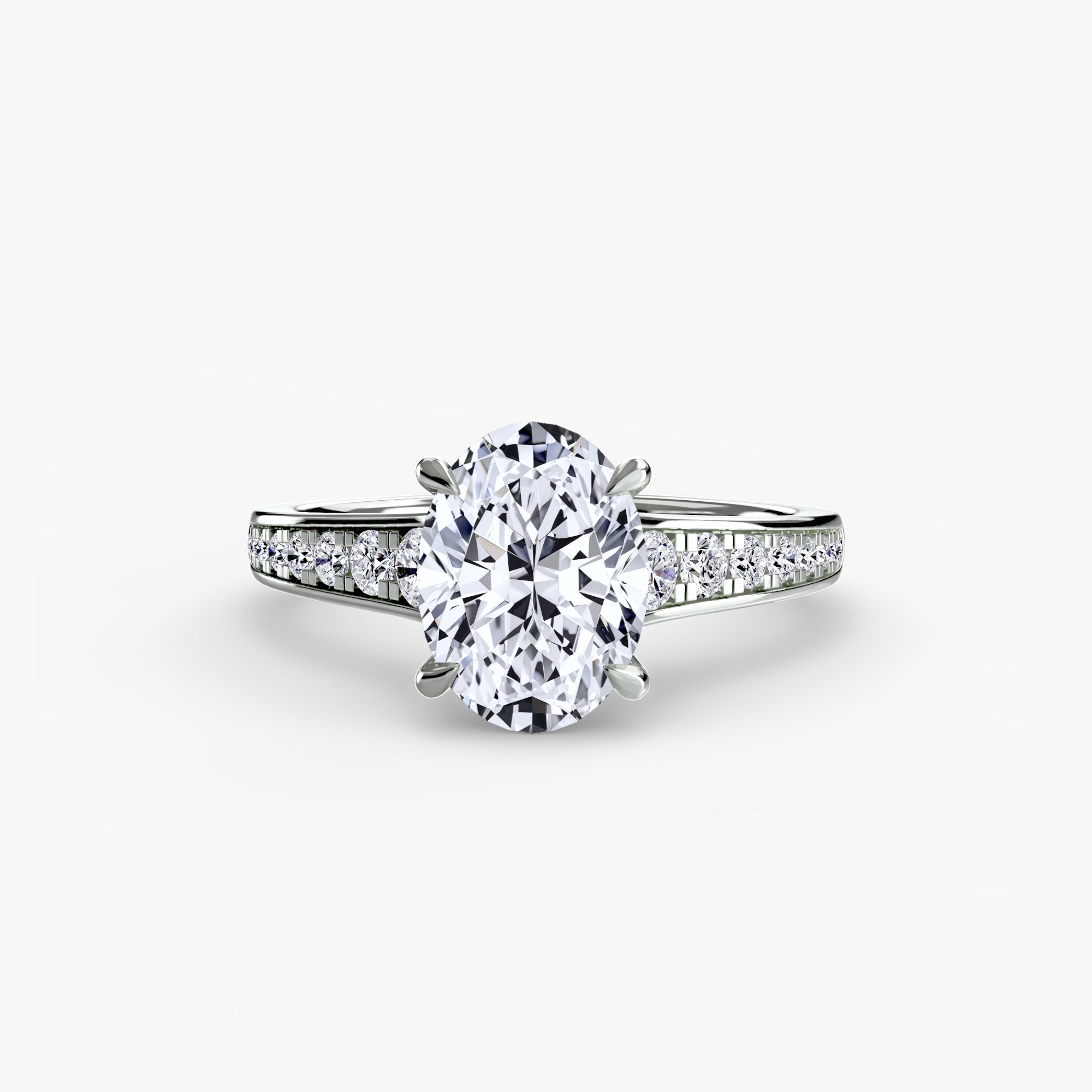 Anello solitario con pavé continuo — montatura, 2,4 mm