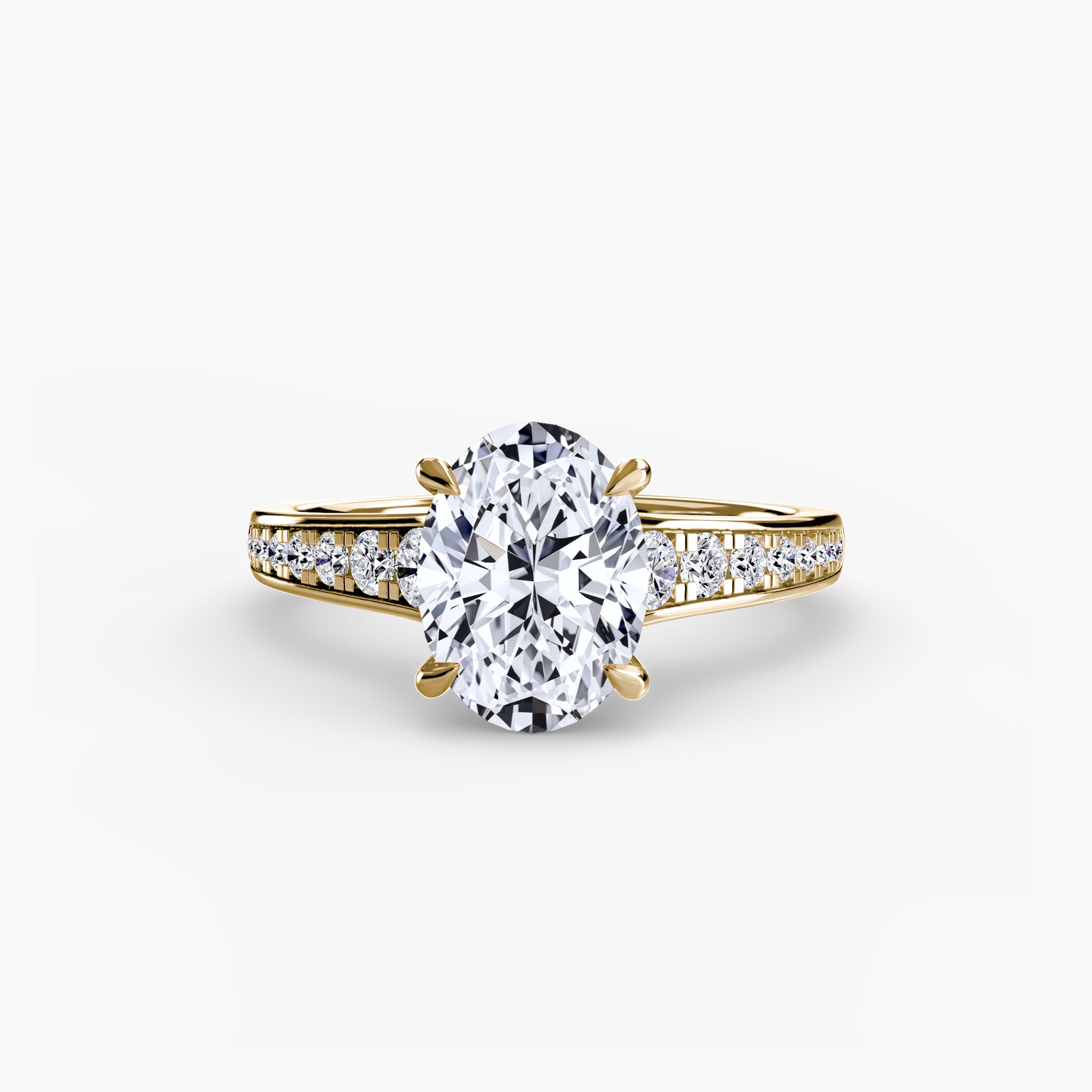 Anello solitario con pavé continuo — montatura, 2,4 mm