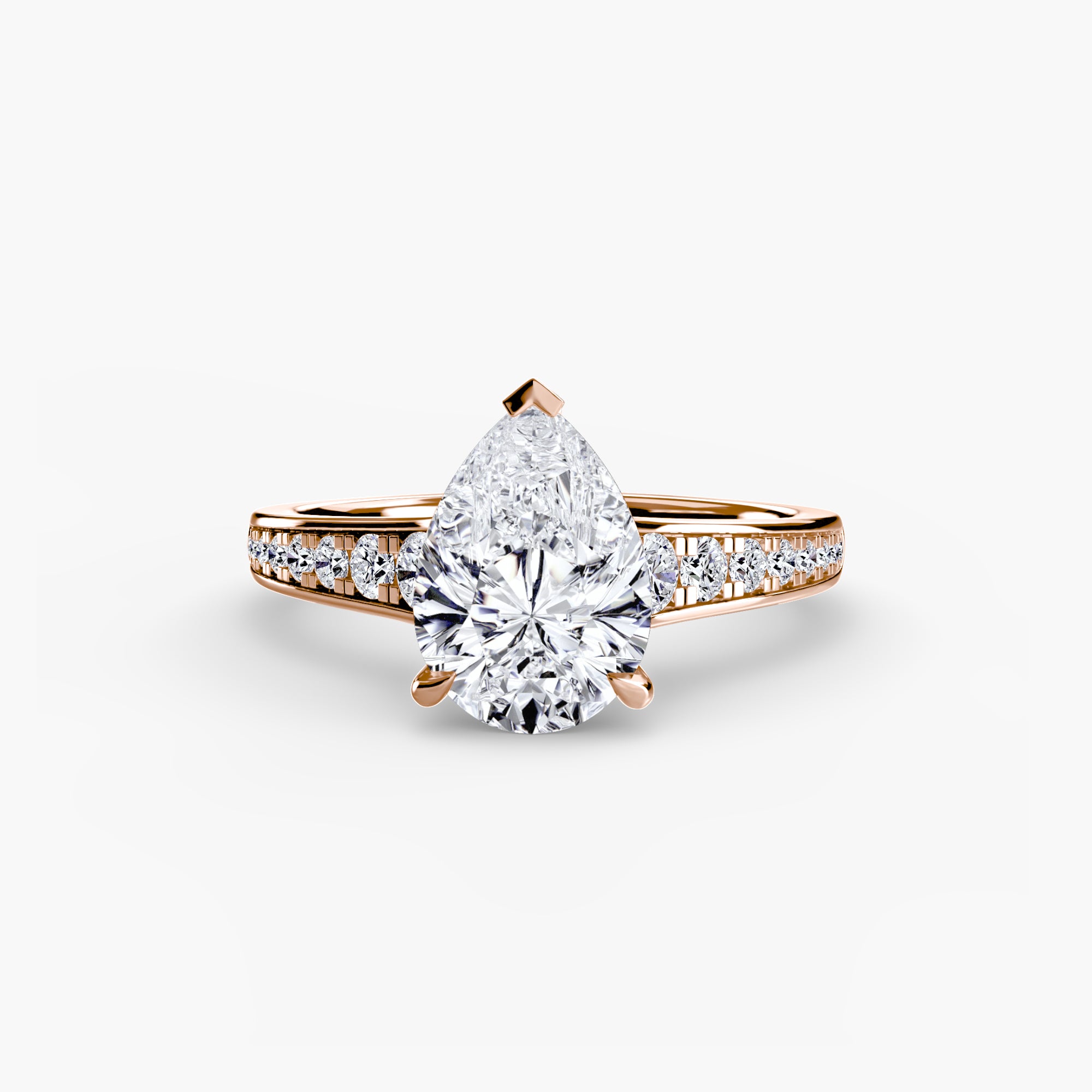 Anello solitario con pavé continuo — montatura, 2,4 mm