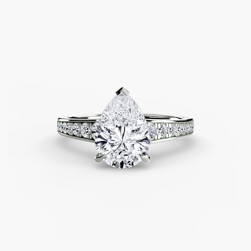 Anello solitario con pavé continuo — montatura, 2,4 mm