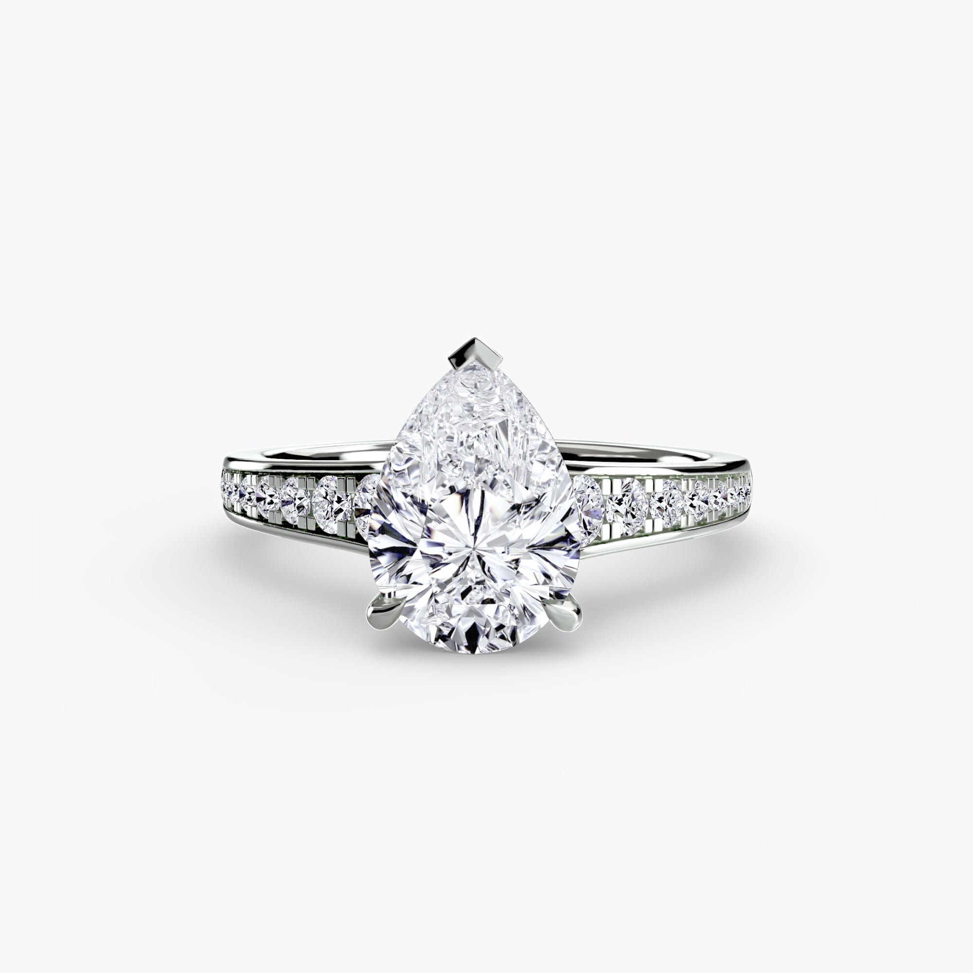 Anello solitario con pavé continuo — montatura, 2,4 mm