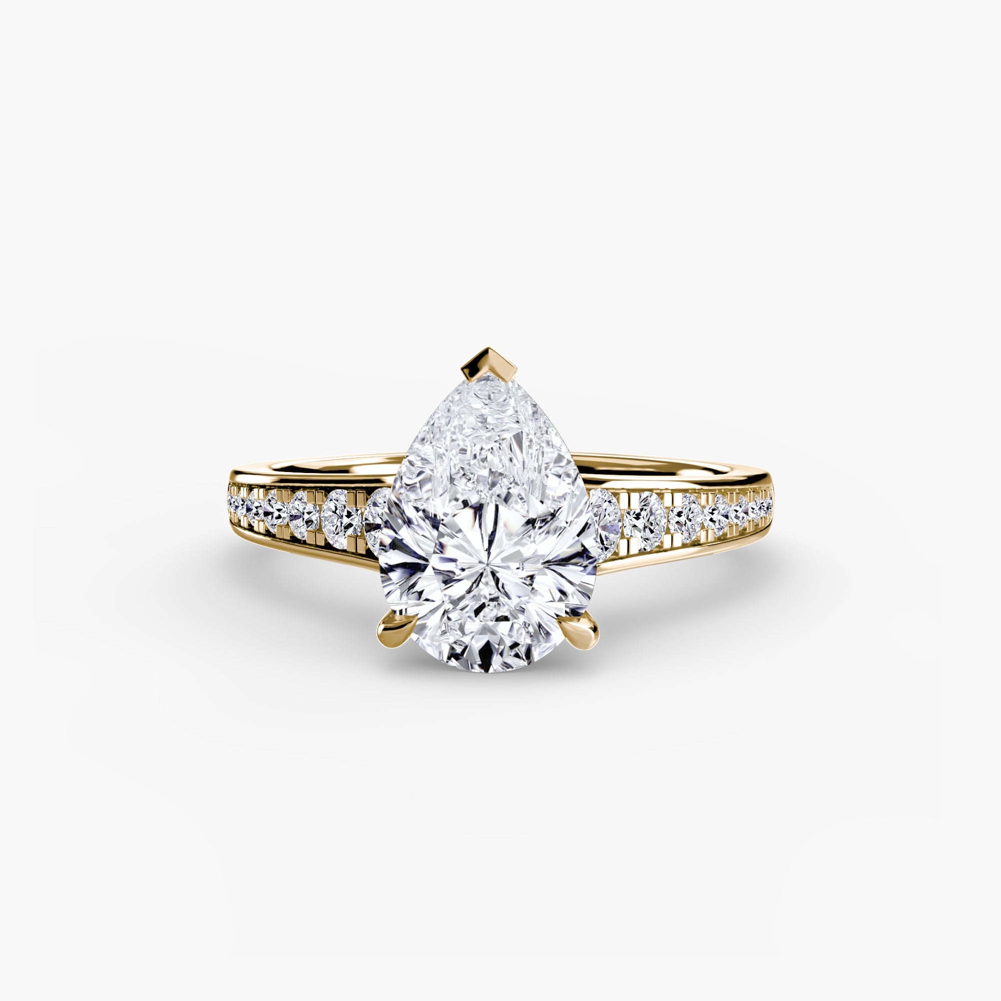 Anello solitario con pavé continuo — montatura, 2,4 mm