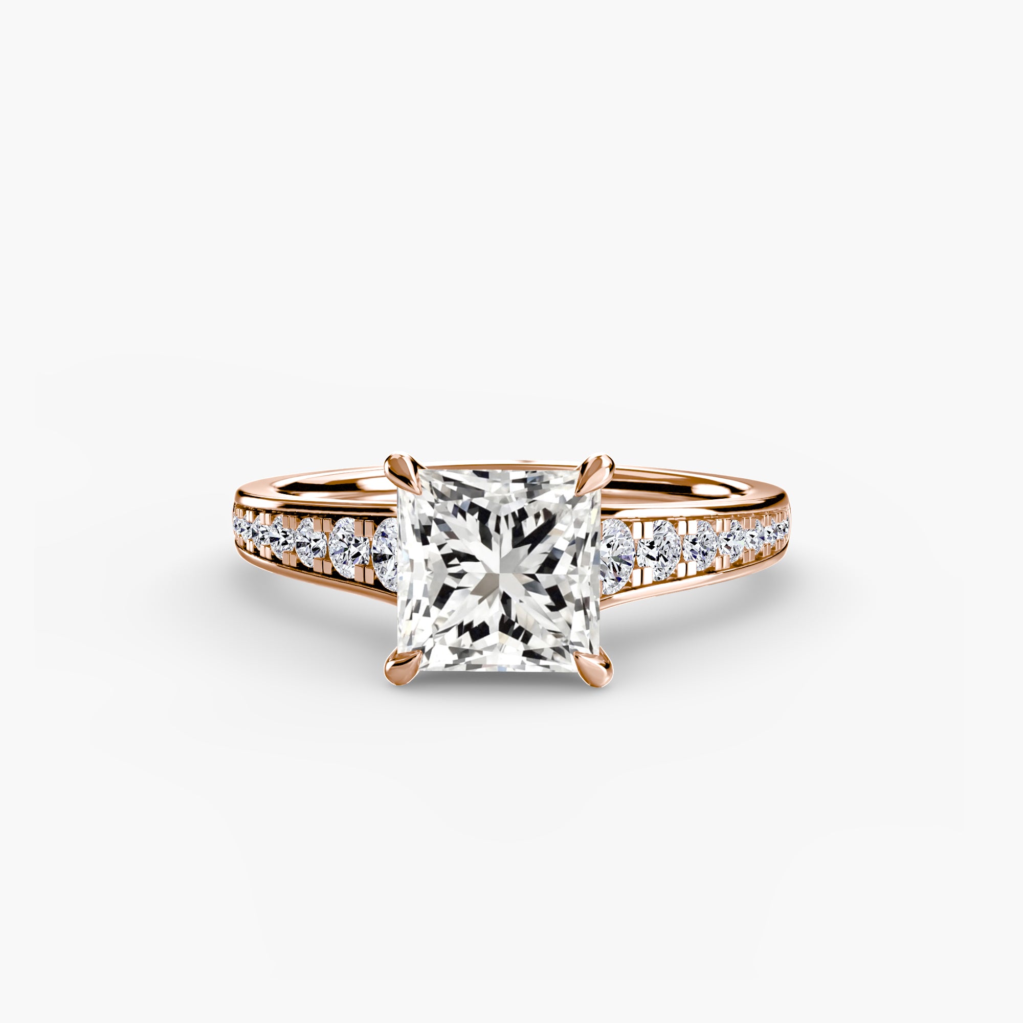 Anello solitario con pavé continuo — montatura, 2,4 mm