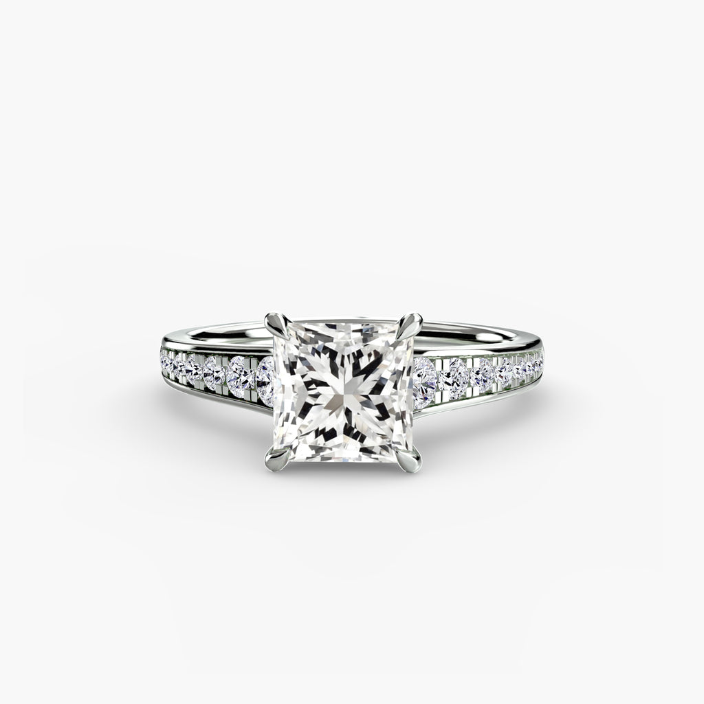 Anello solitario con pavé continuo — montatura, 2,4 mm