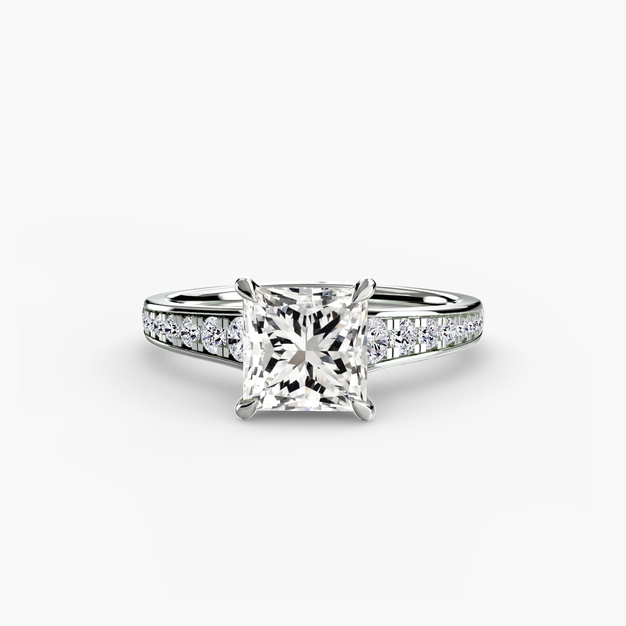 Anello solitario con pavé continuo — montatura, 2,4 mm