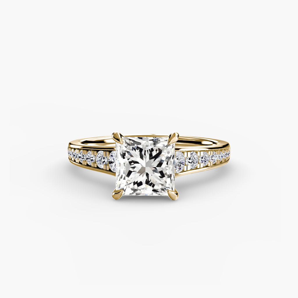 Anello solitario con pavé continuo — montatura, 2,4 mm