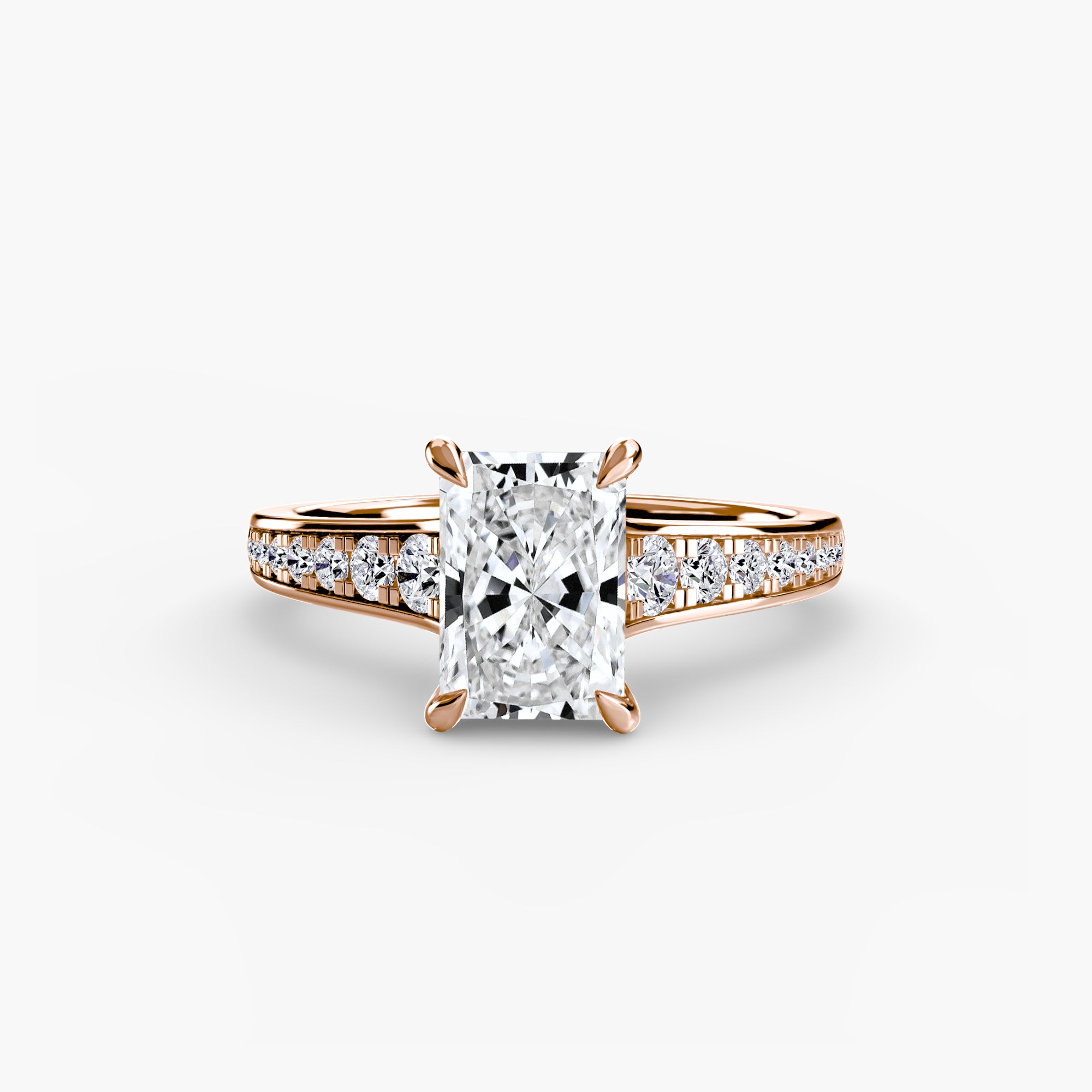 Anello solitario con pavé continuo — montatura, 2,4 mm