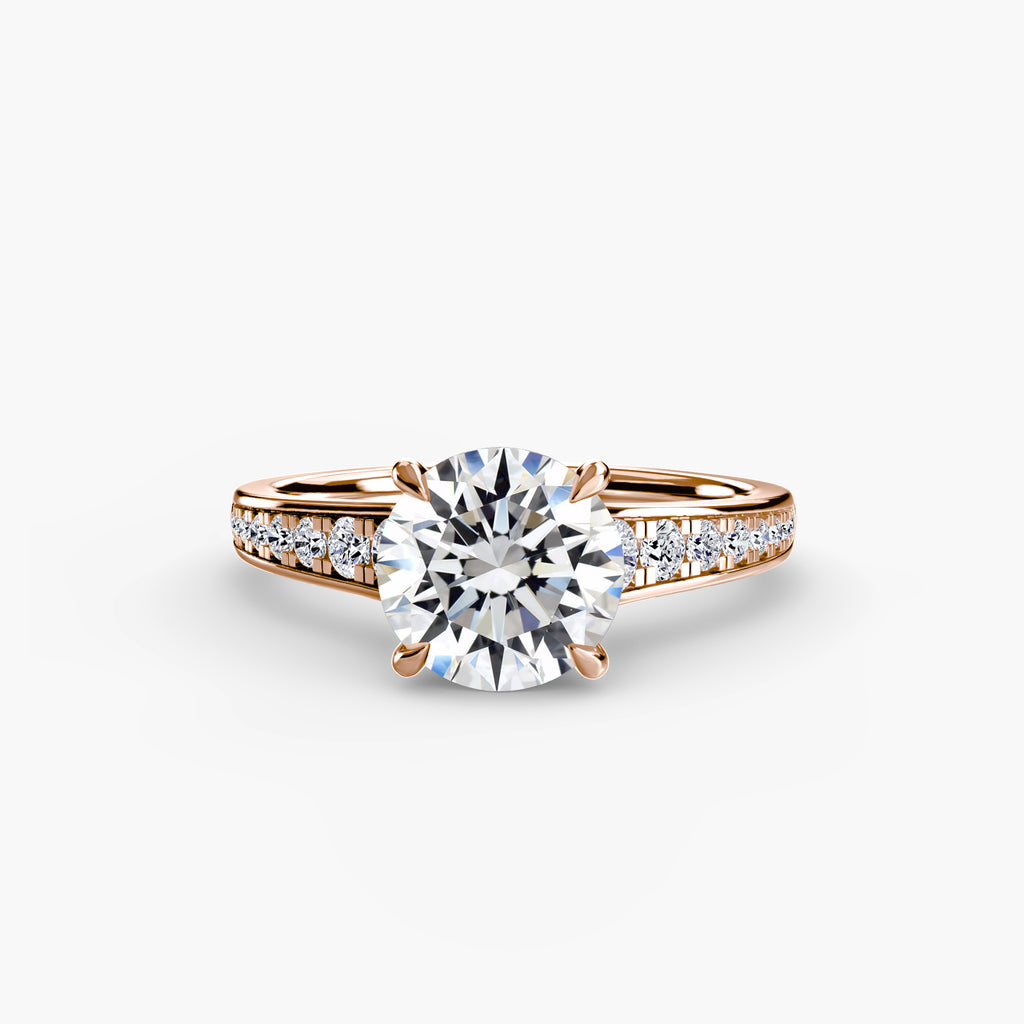 Anello solitario con pavé continuo — montatura, 2,4 mm