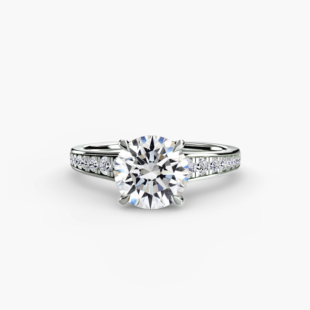 Anello solitario con pavé continuo — montatura, 2,4 mm