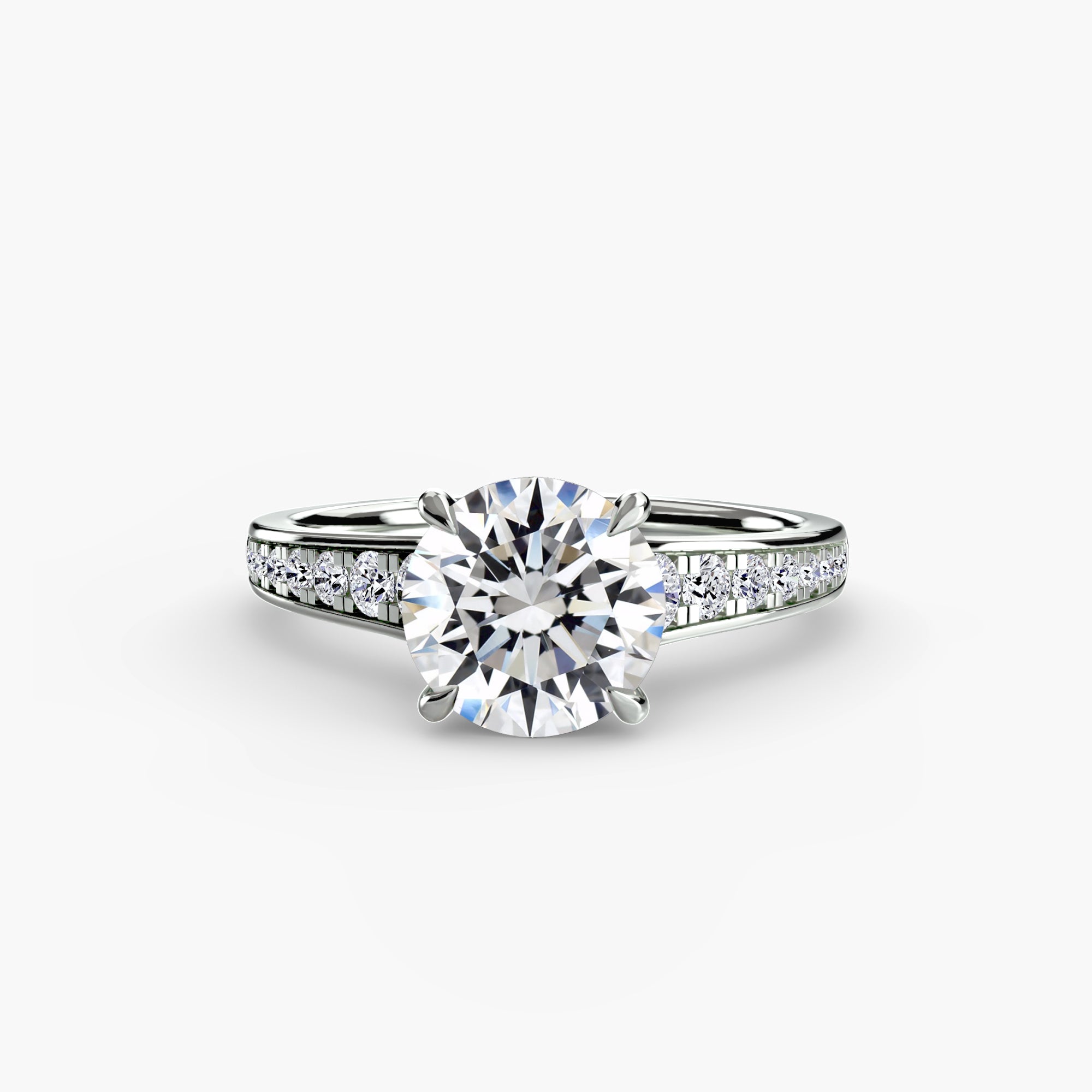 Anello solitario con pavé continuo — montatura, 2,4 mm