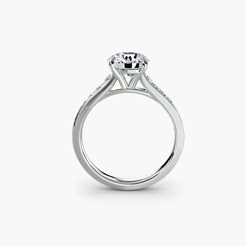 Anello solitario con pavé continuo — montatura, 2,4 mm
