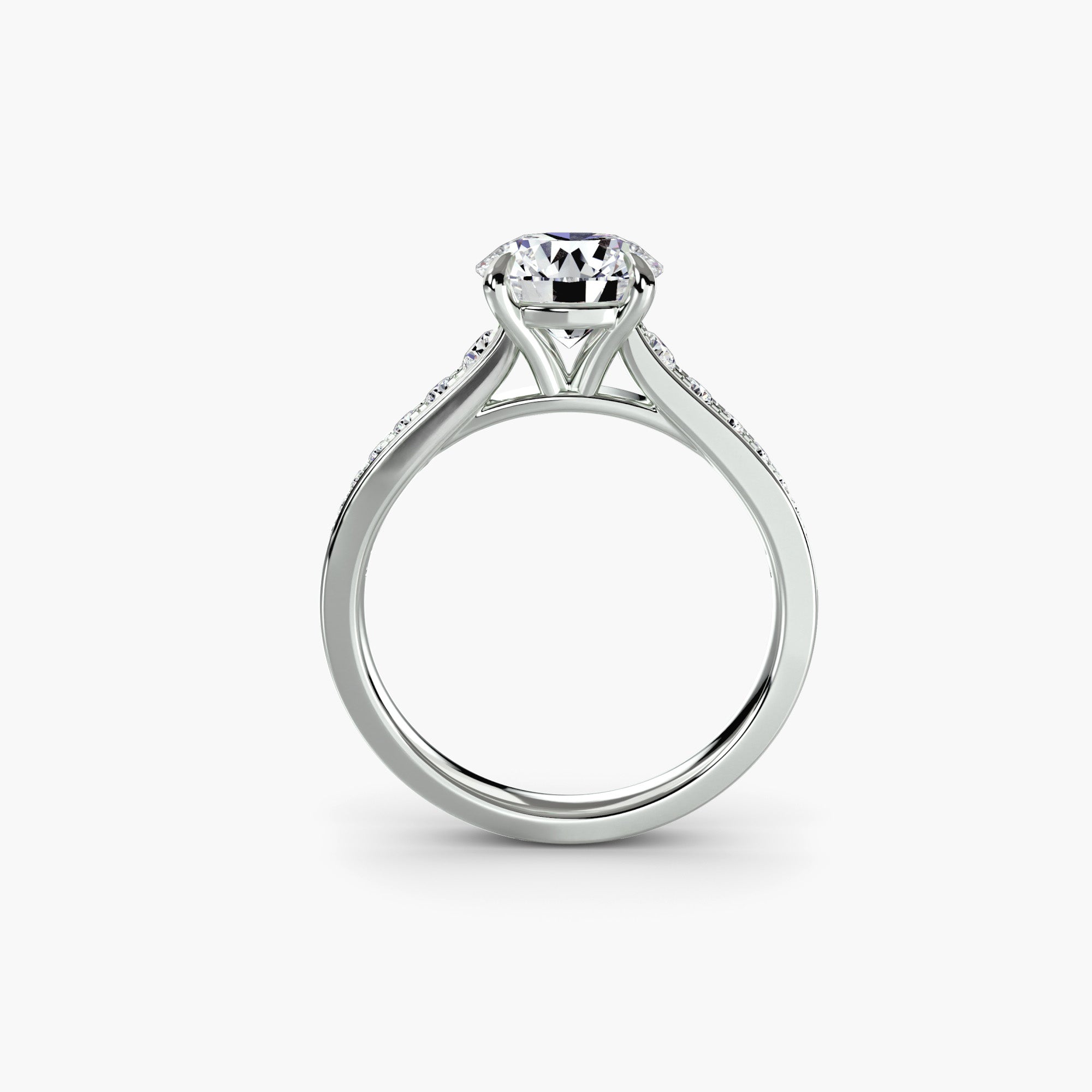 Anello solitario con pavé continuo — montatura, 2,4 mm