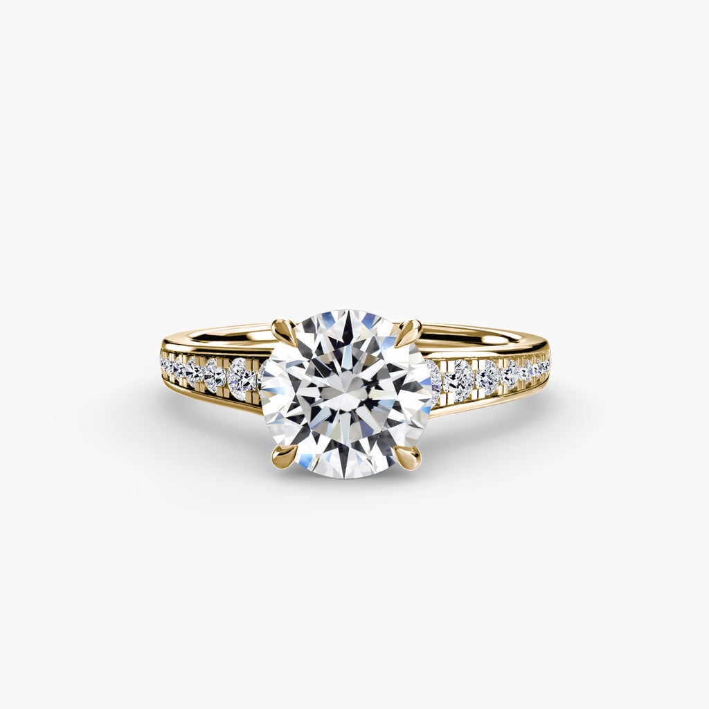 Anello solitario con pavé continuo — montatura, 2,4 mm