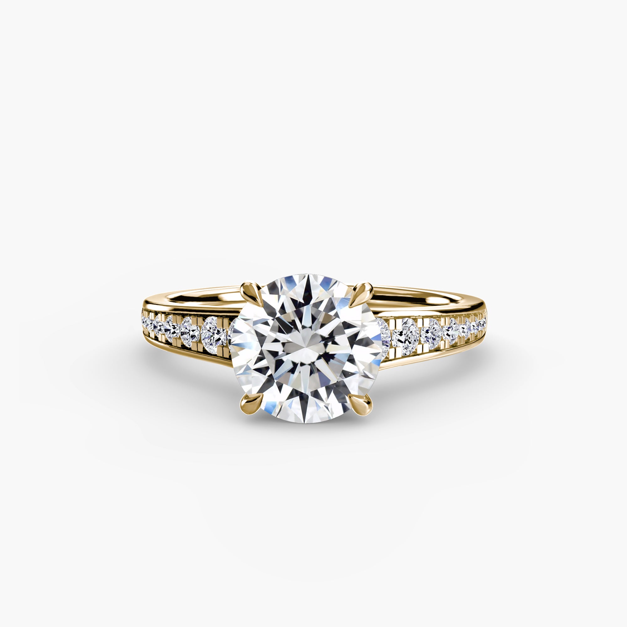 Anello solitario con pavé continuo — montatura, 2,4 mm