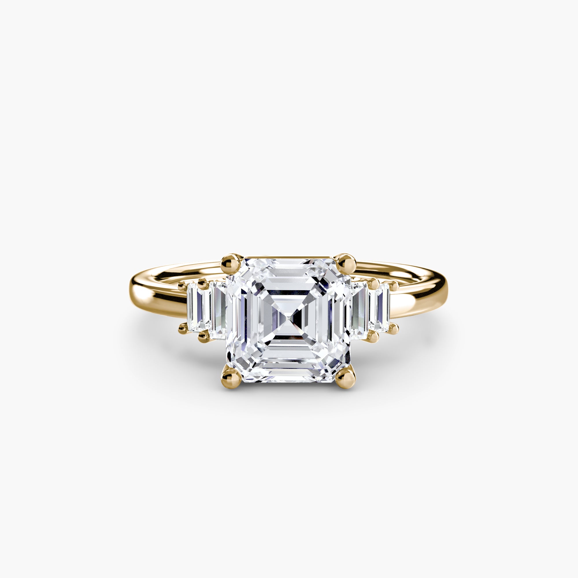 Anello solitario con baguette laterali — montatura