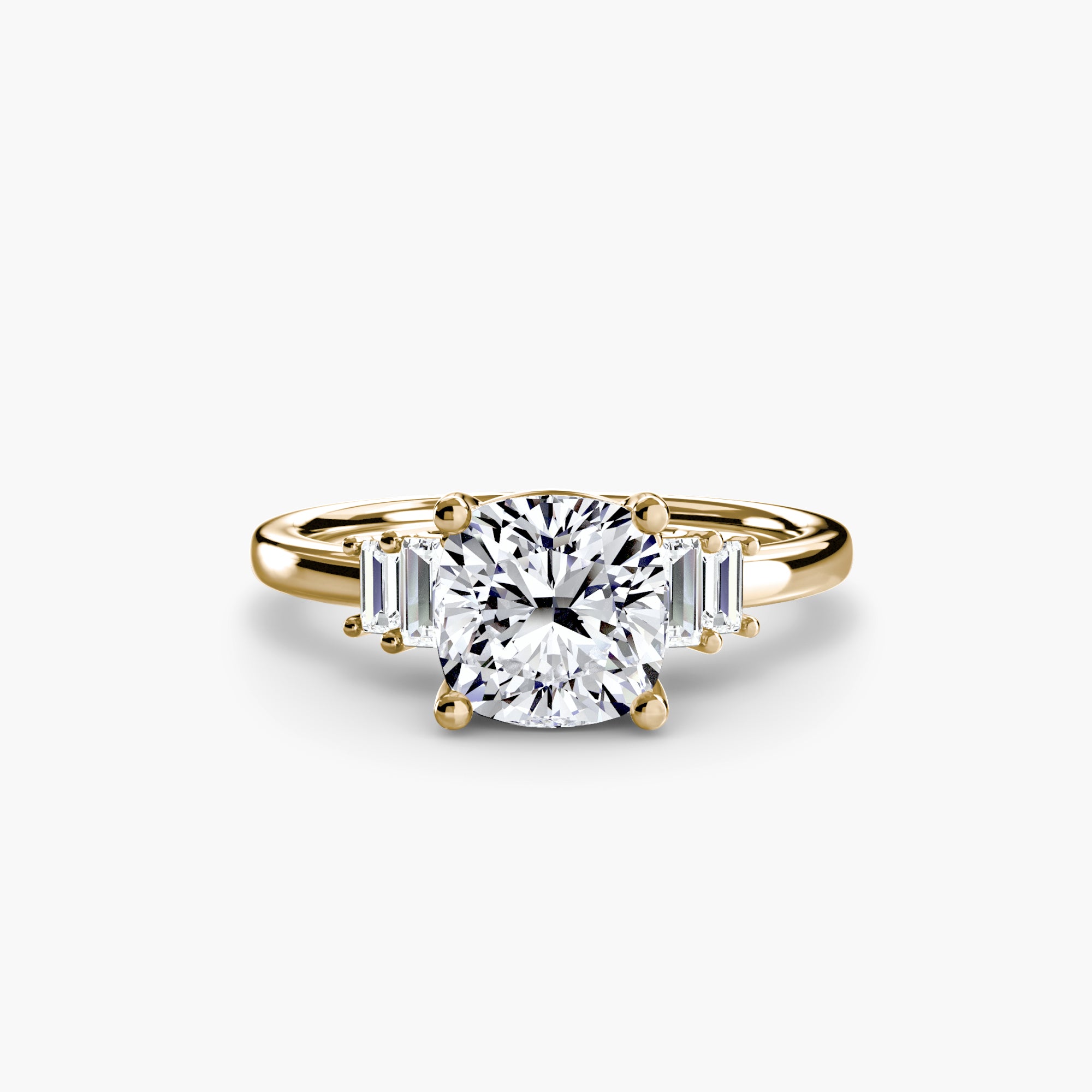 Anello solitario con baguette laterali — montatura