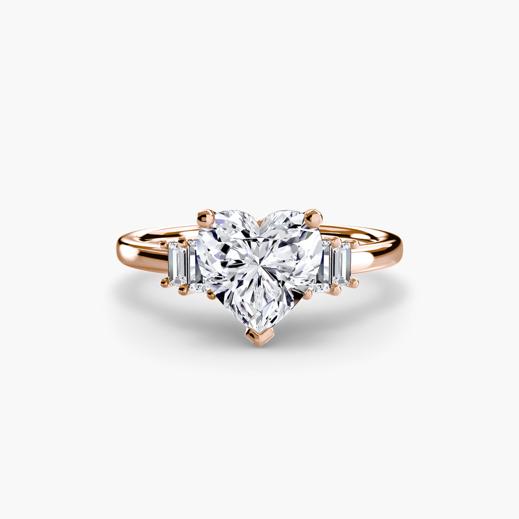 Anello solitario con baguette laterali — montatura