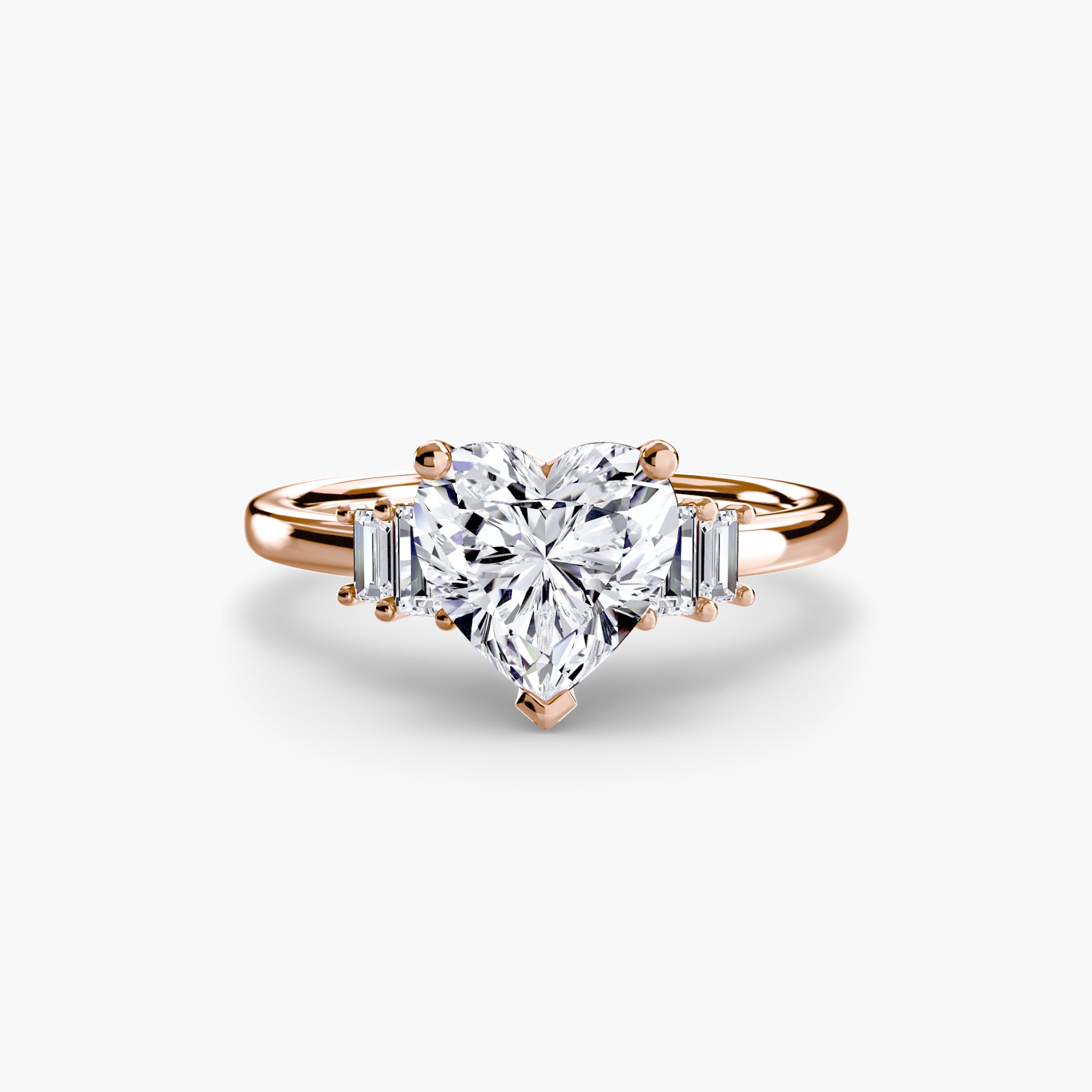 Anello solitario con baguette laterali — montatura