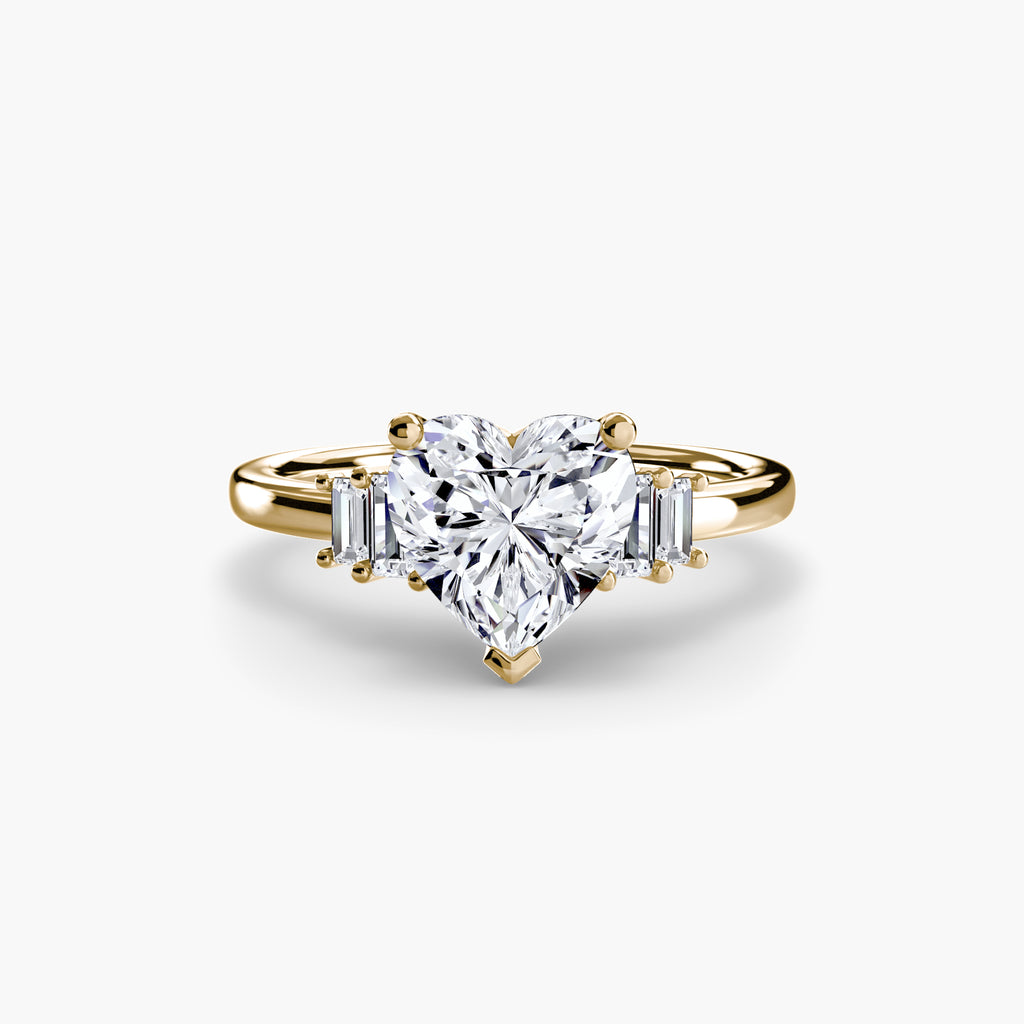 Anello solitario con baguette laterali — montatura